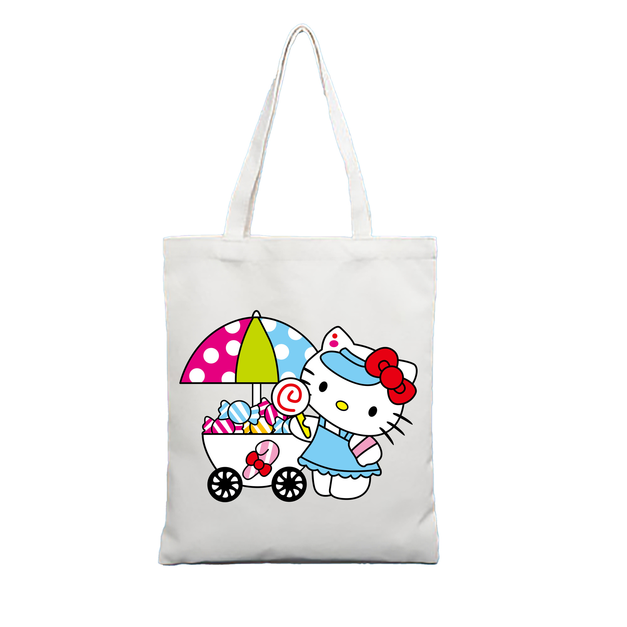 （画像用） Hello Kitty ハローキティ 縦型キャンバス生地手提げバッグ　トートバッグ