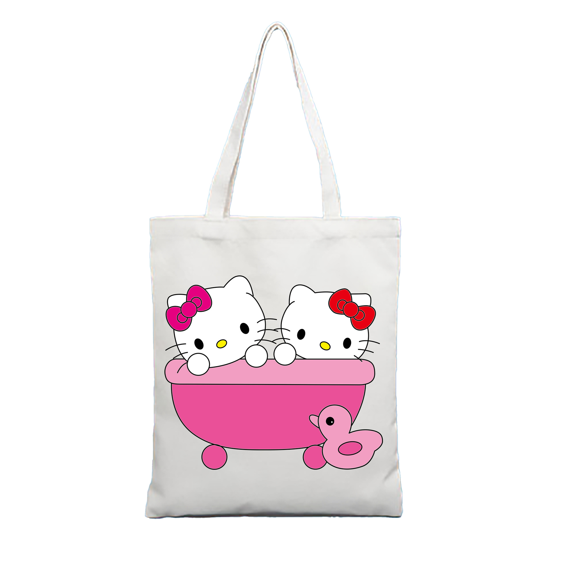 （画像用） Hello Kitty ハローキティ 縦型キャンバス生地手提げバッグ　トートバッグ