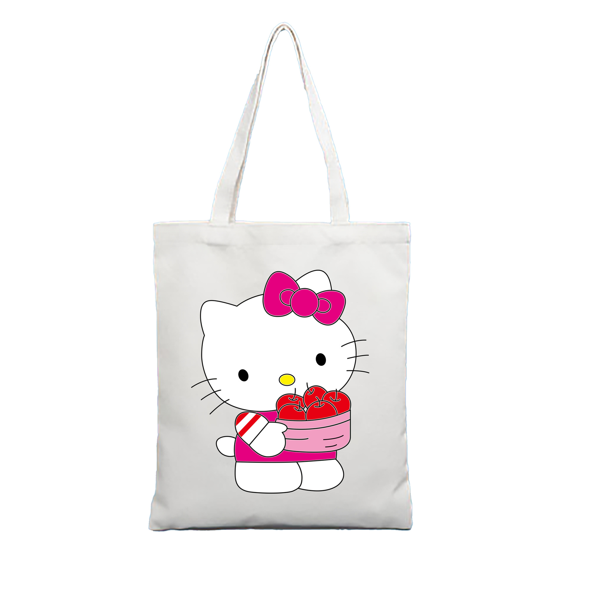 （画像用） Hello Kitty ハローキティ 縦型キャンバス生地手提げバッグ　トートバッグ