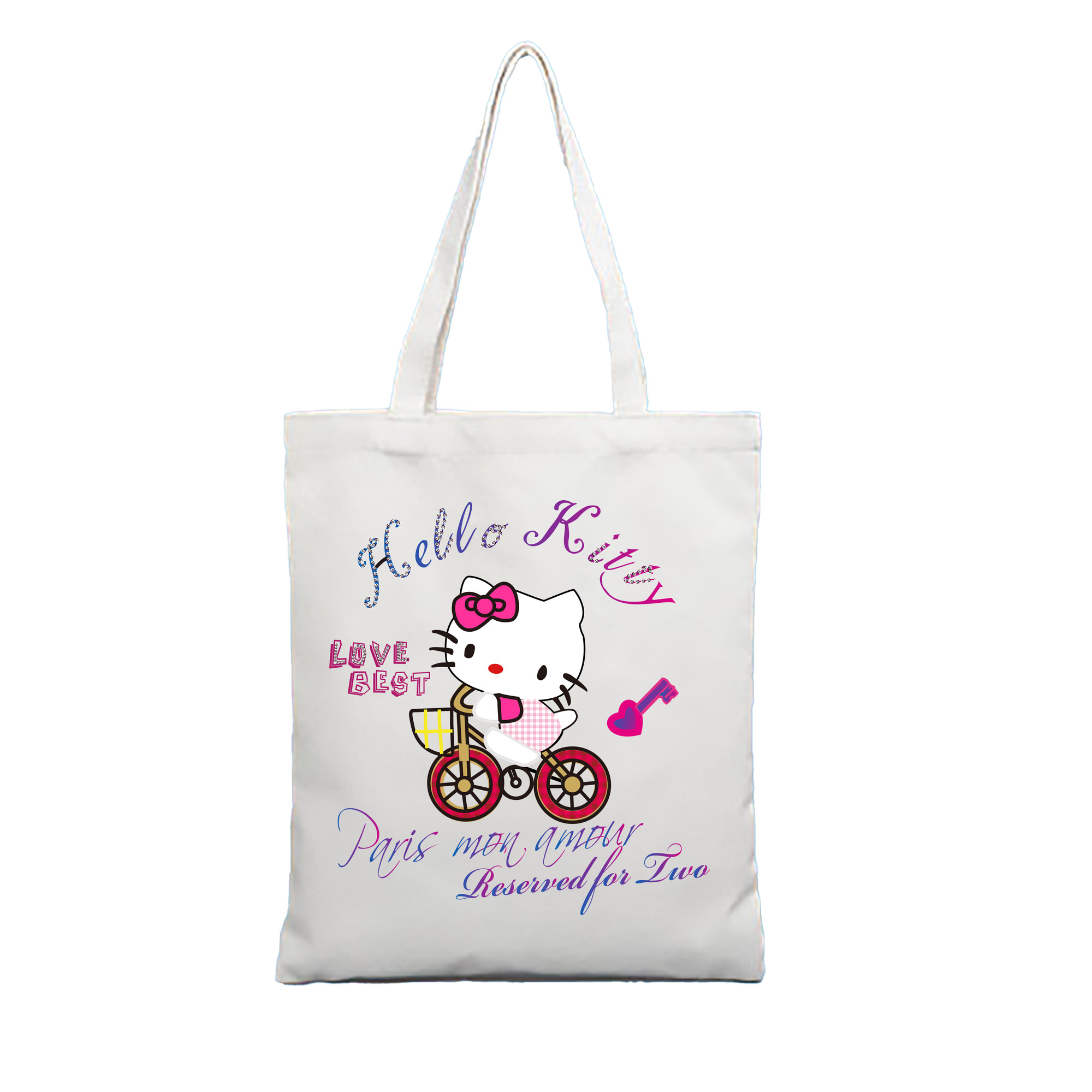 （画像用） Hello Kitty ハローキティ 縦型キャンバス生地手提げバッグ　トートバッグ