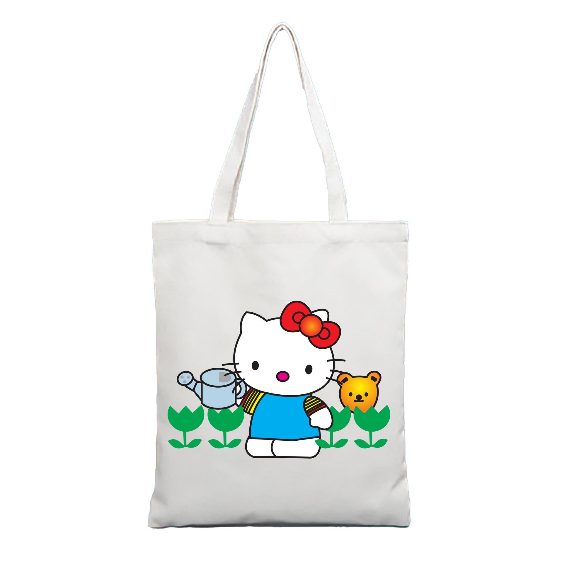 （画像用） Hello Kitty ハローキティ 縦型キャンバス生地手提げバッグ　トートバッグ