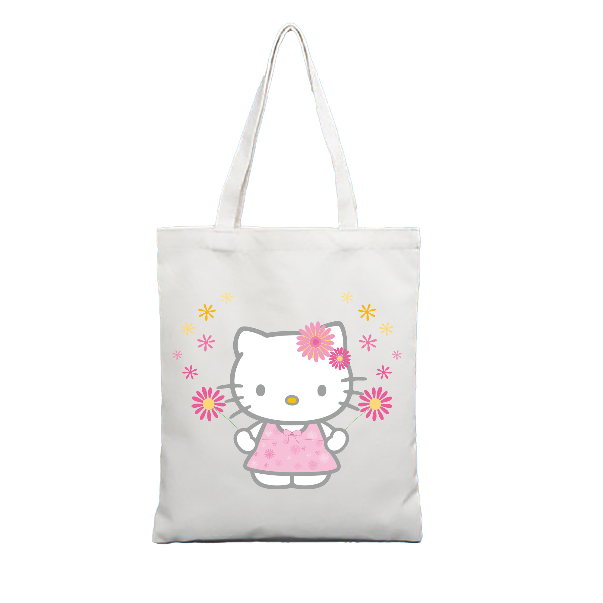 （画像用） Hello Kitty ハローキティ 縦型キャンバス生地手提げバッグ　トートバッグ