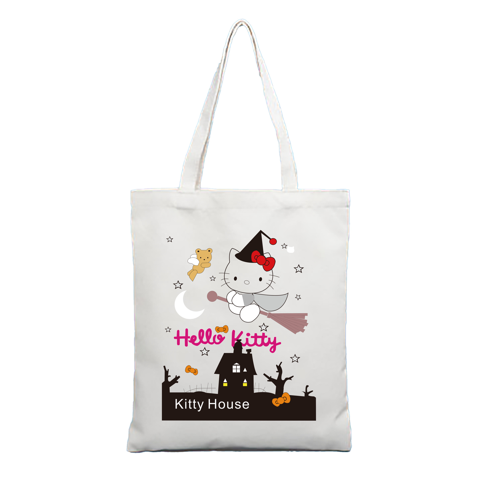 （画像用） Hello Kitty ハローキティ 縦型キャンバス生地手提げバッグ　トートバッグ