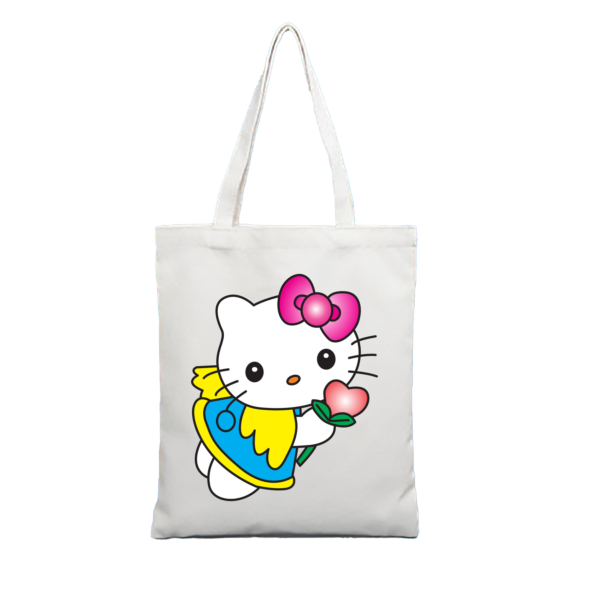 （画像用） Hello Kitty ハローキティ 縦型キャンバス生地手提げバッグ　トートバッグ