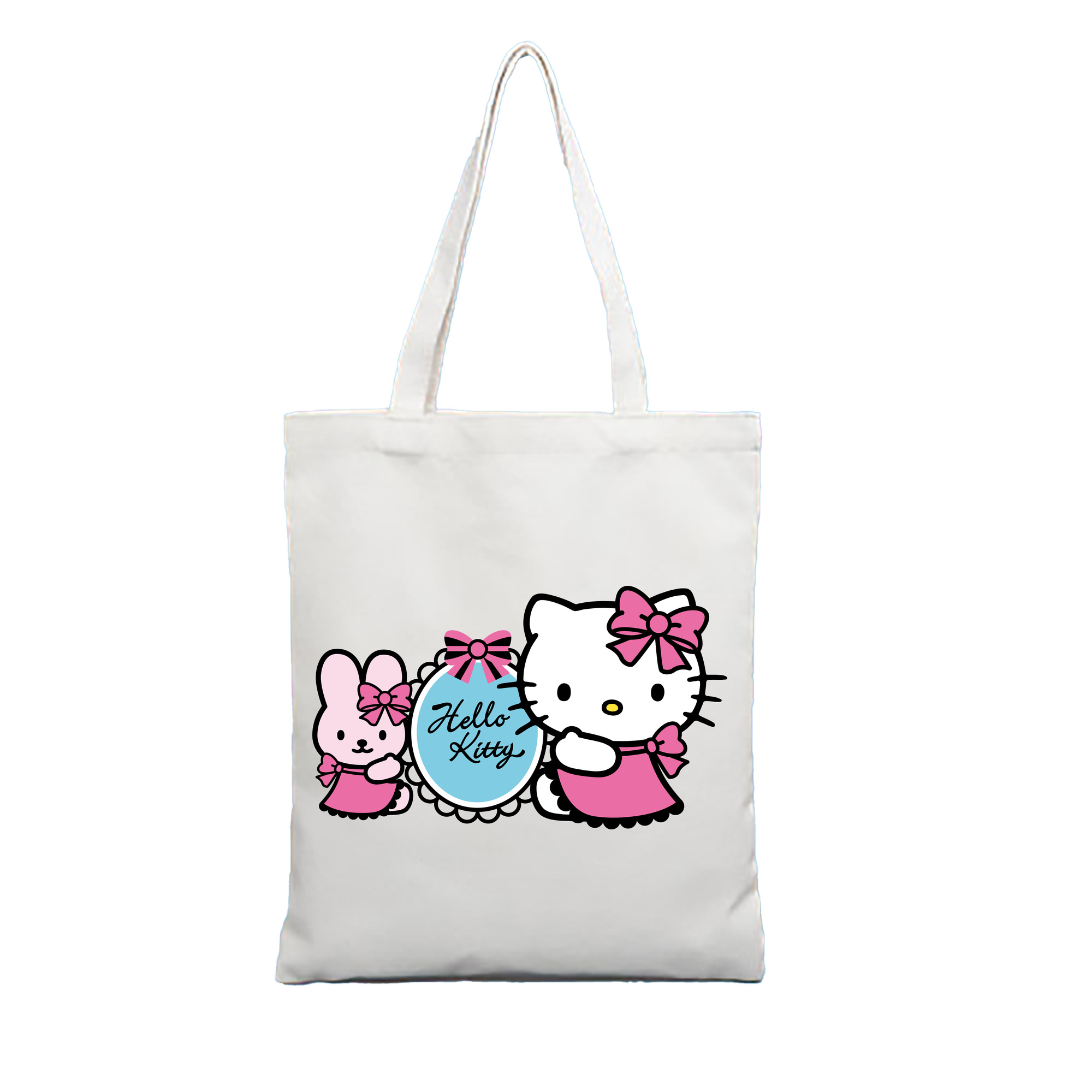 （画像用） Hello Kitty ハローキティ 縦型キャンバス生地手提げバッグ　トートバッグ