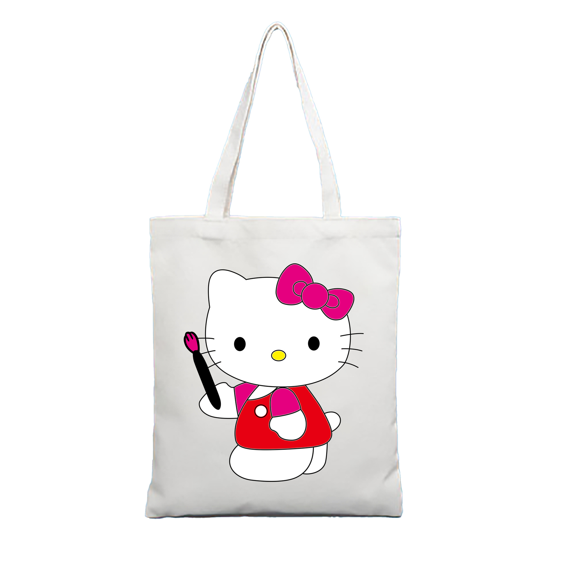 （画像用） Hello Kitty ハローキティ 縦型キャンバス生地手提げバッグ　トートバッグ