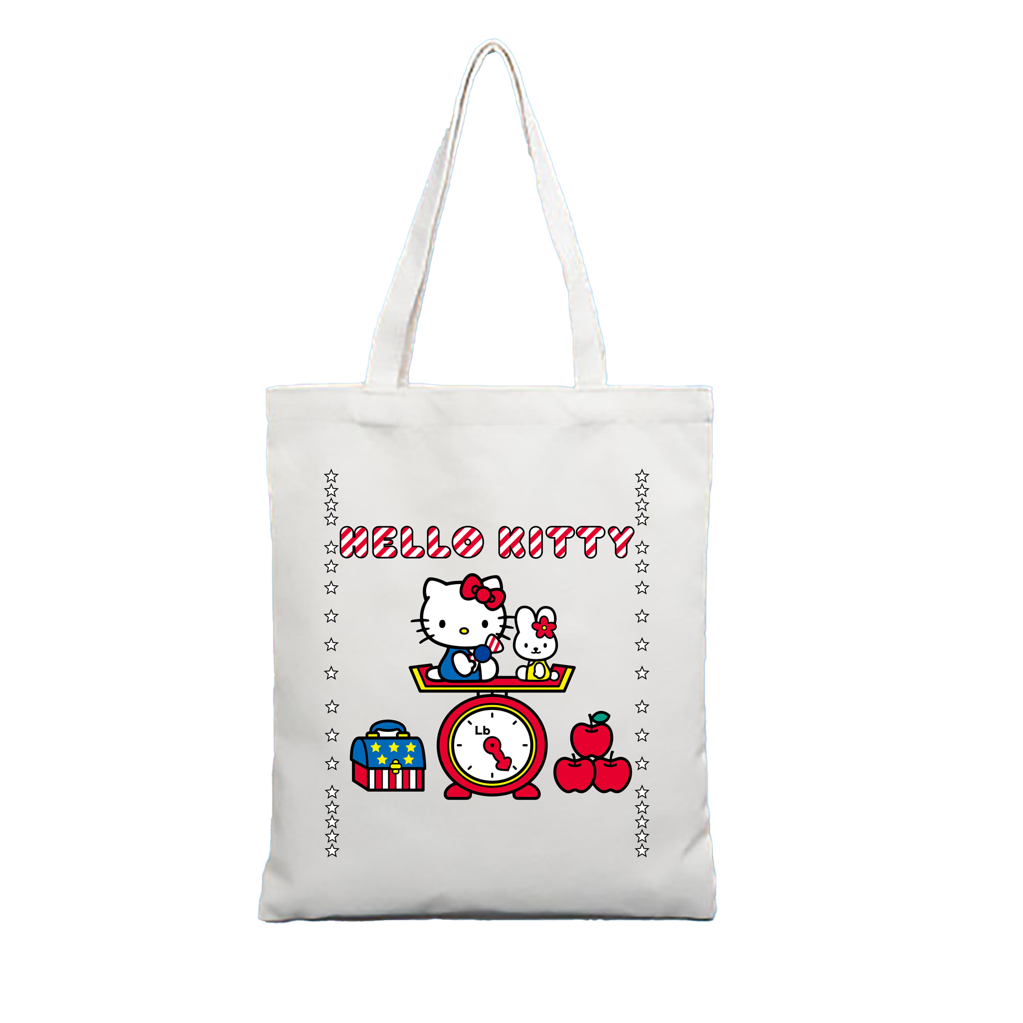 （画像用） Hello Kitty ハローキティ 縦型キャンバス生地手提げバッグ　トートバッグ