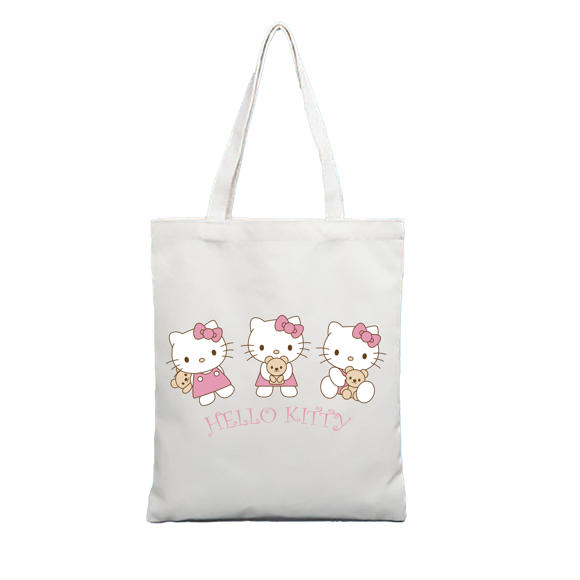 （画像用） Hello Kitty ハローキティ 縦型キャンバス生地手提げバッグ　トートバッグ