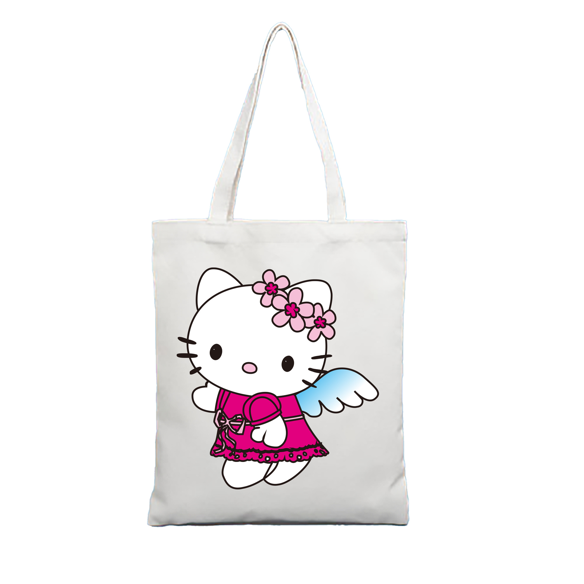 （画像用） Hello Kitty ハローキティ 縦型キャンバス生地手提げバッグ　トートバッグ