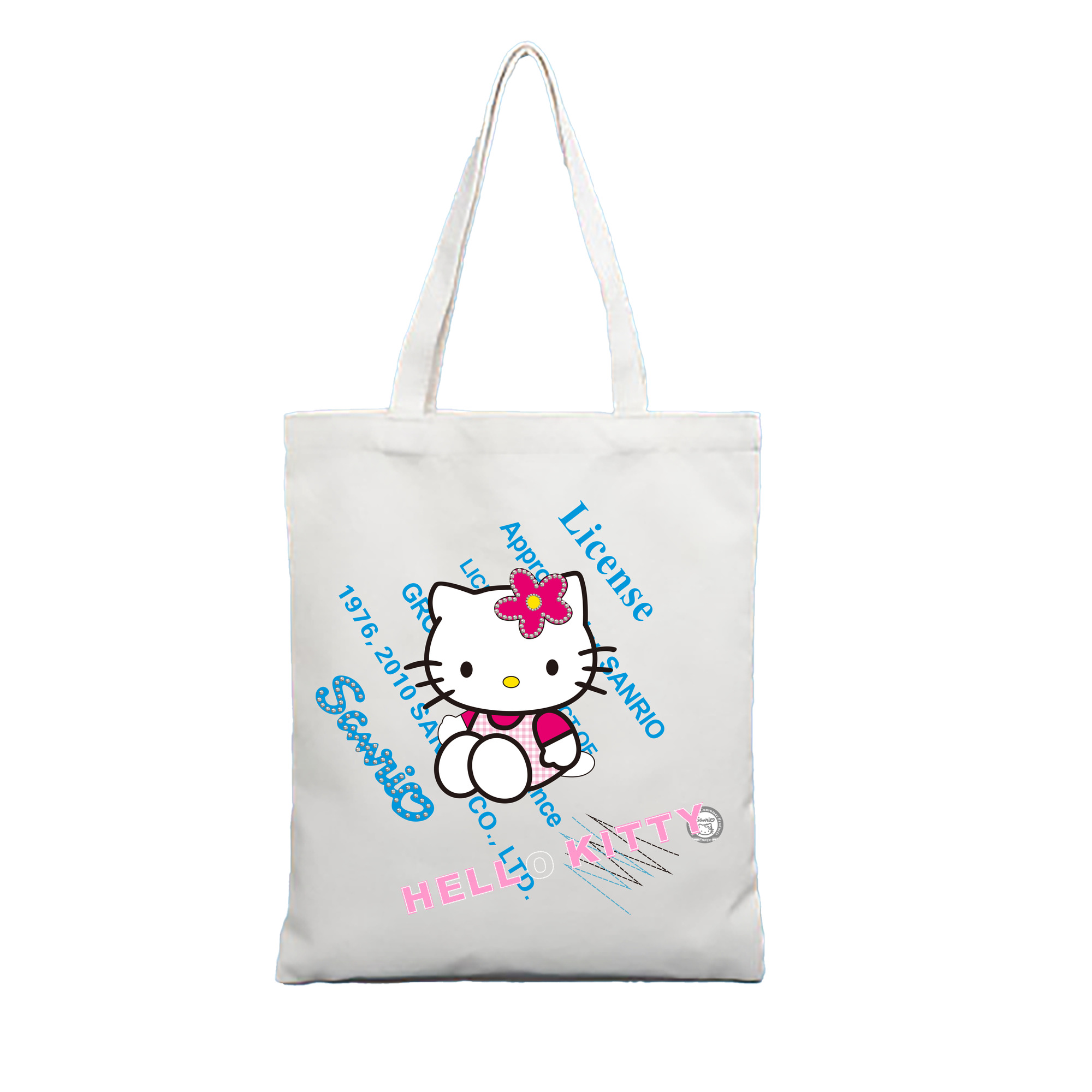 （画像用） Hello Kitty ハローキティ 縦型キャンバス生地手提げバッグ　トートバッグ