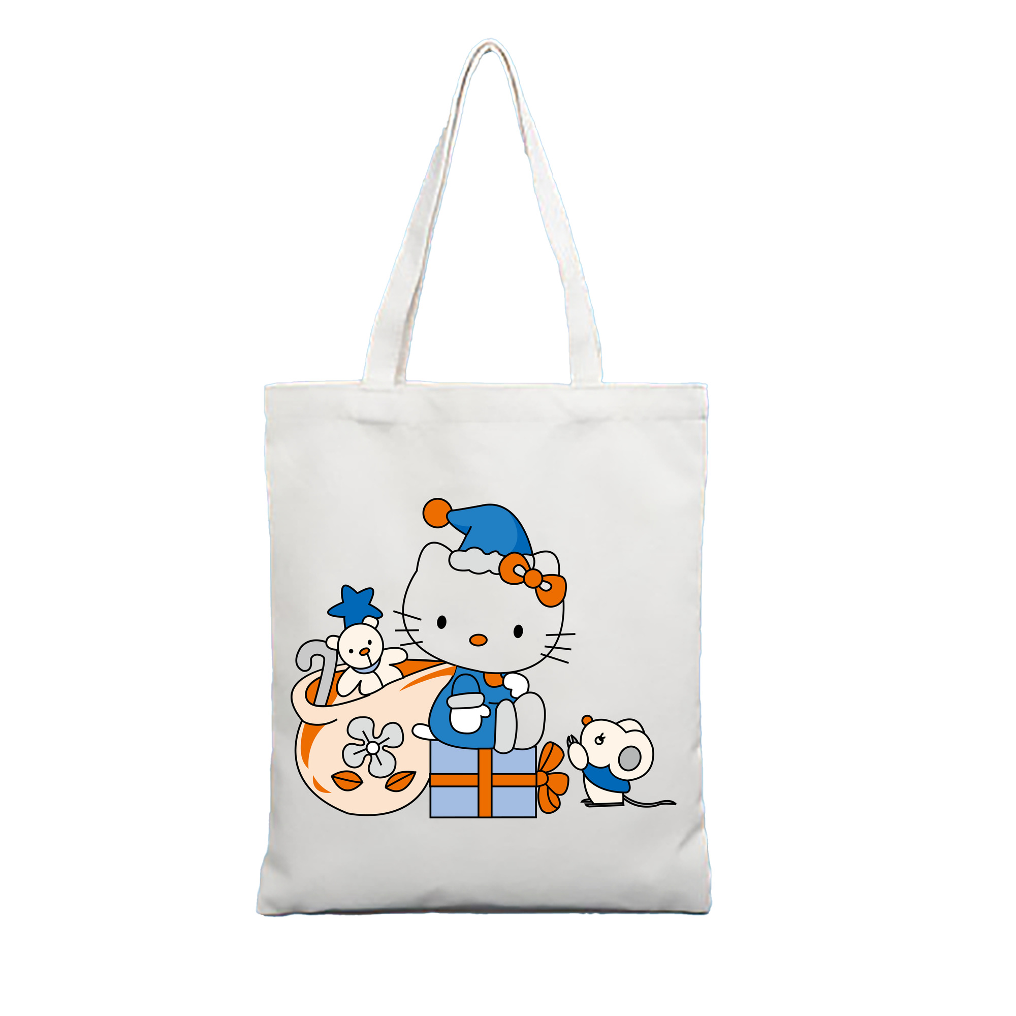 （画像用） Hello Kitty ハローキティ 縦型キャンバス生地手提げバッグ　トートバッグ