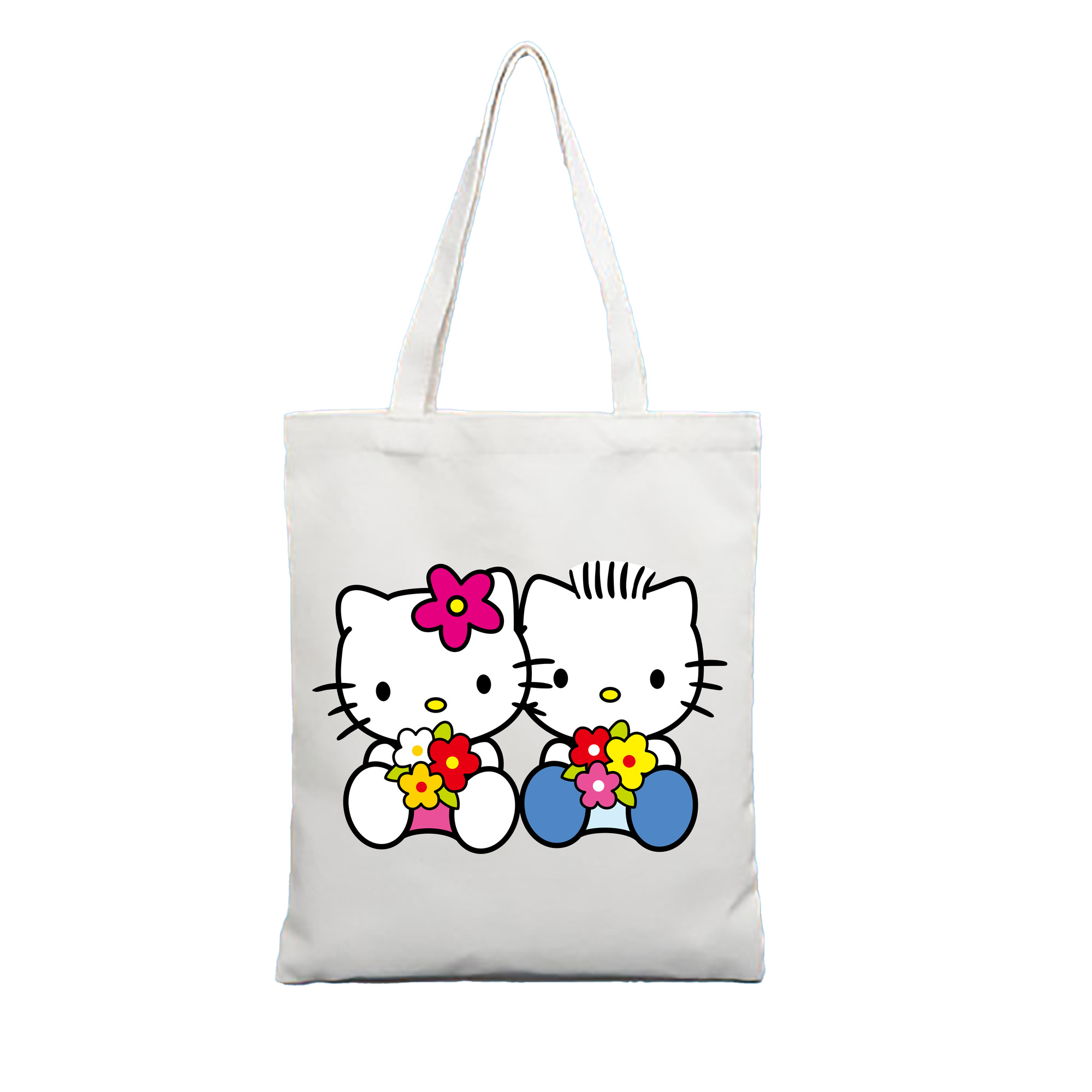 （画像用） Hello Kitty ハローキティ 縦型キャンバス生地手提げバッグ　トートバッグ