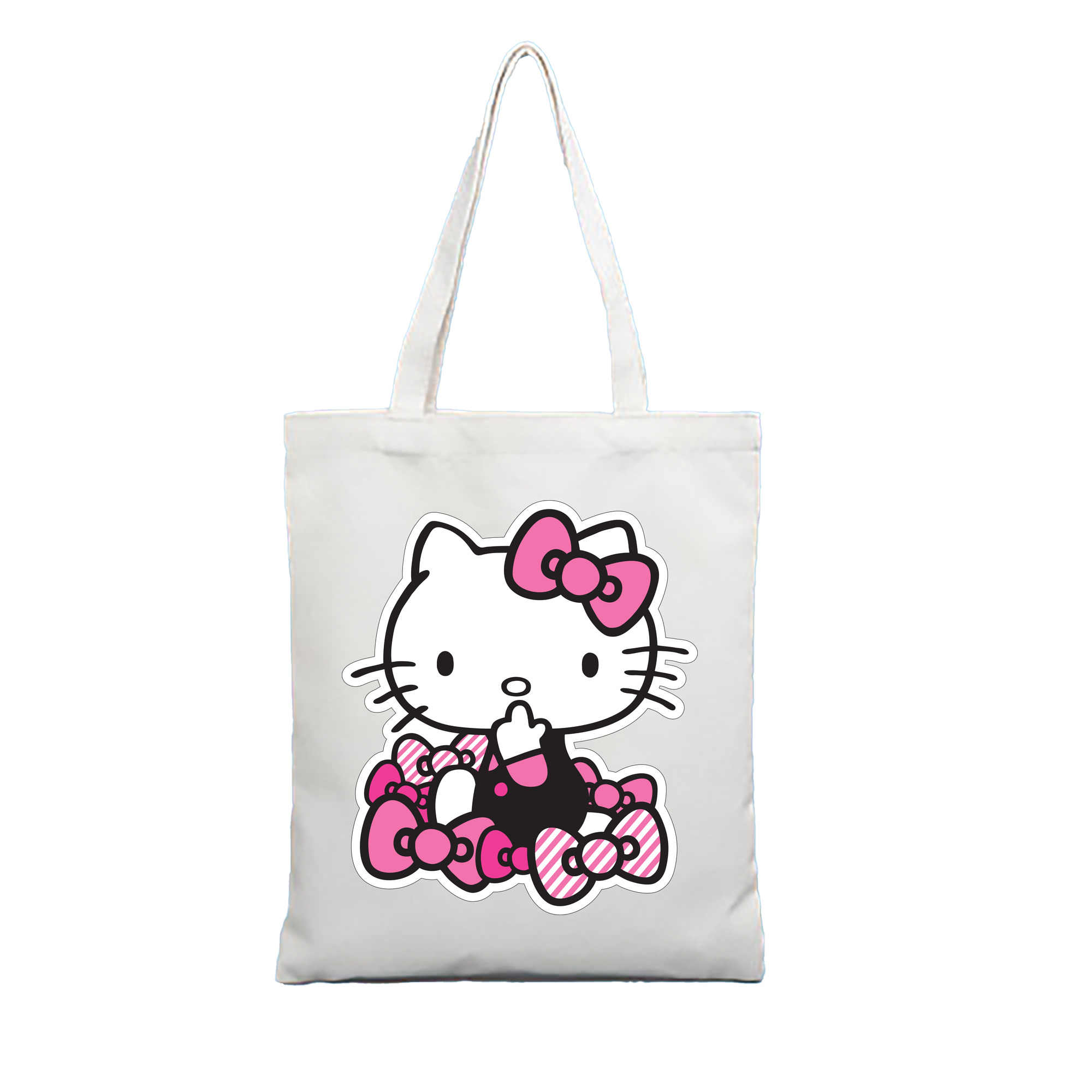 （画像用） Hello Kitty ハローキティ 縦型キャンバス生地手提げバッグ　トートバッグ