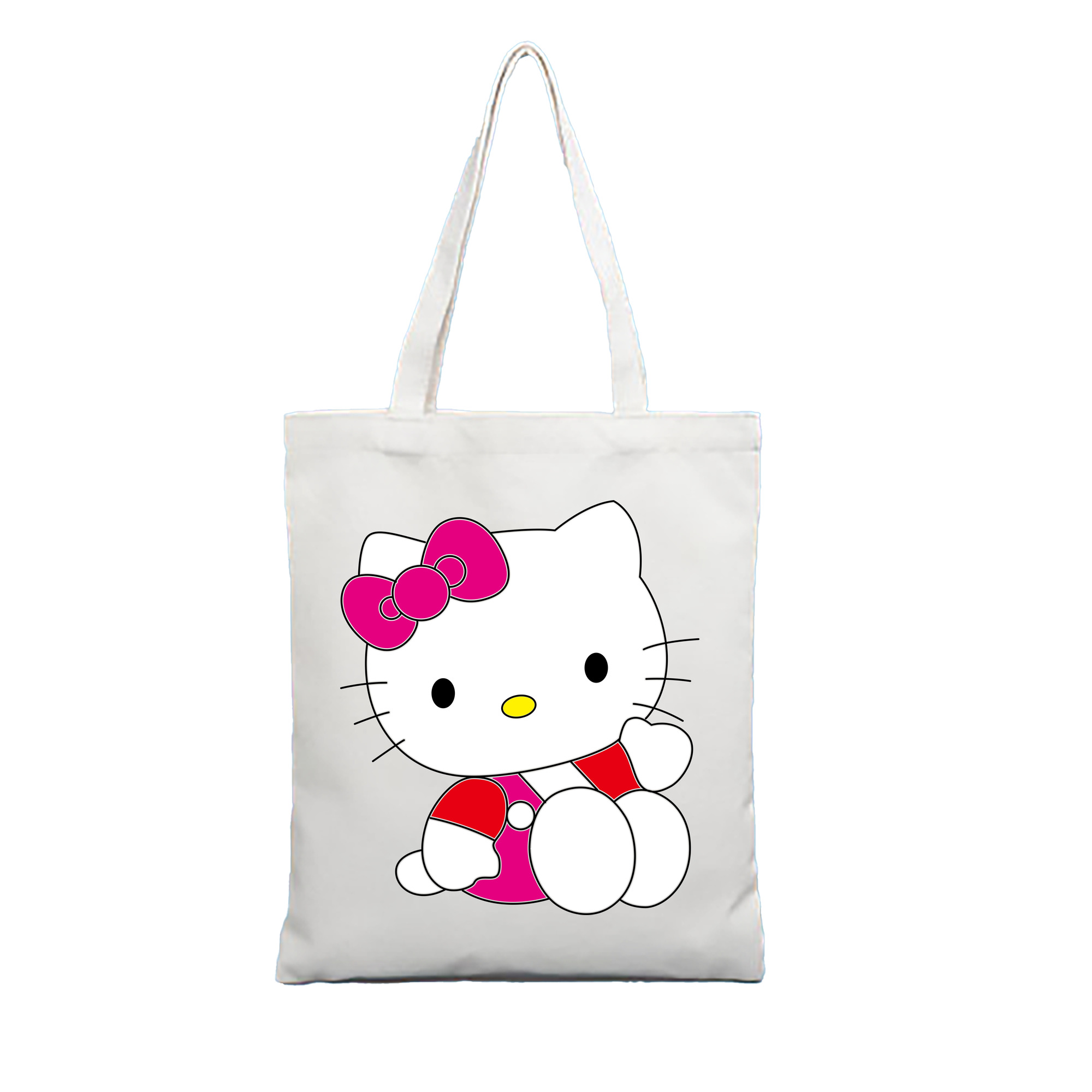 （画像用） Hello Kitty ハローキティ 縦型キャンバス生地手提げバッグ　トートバッグ
