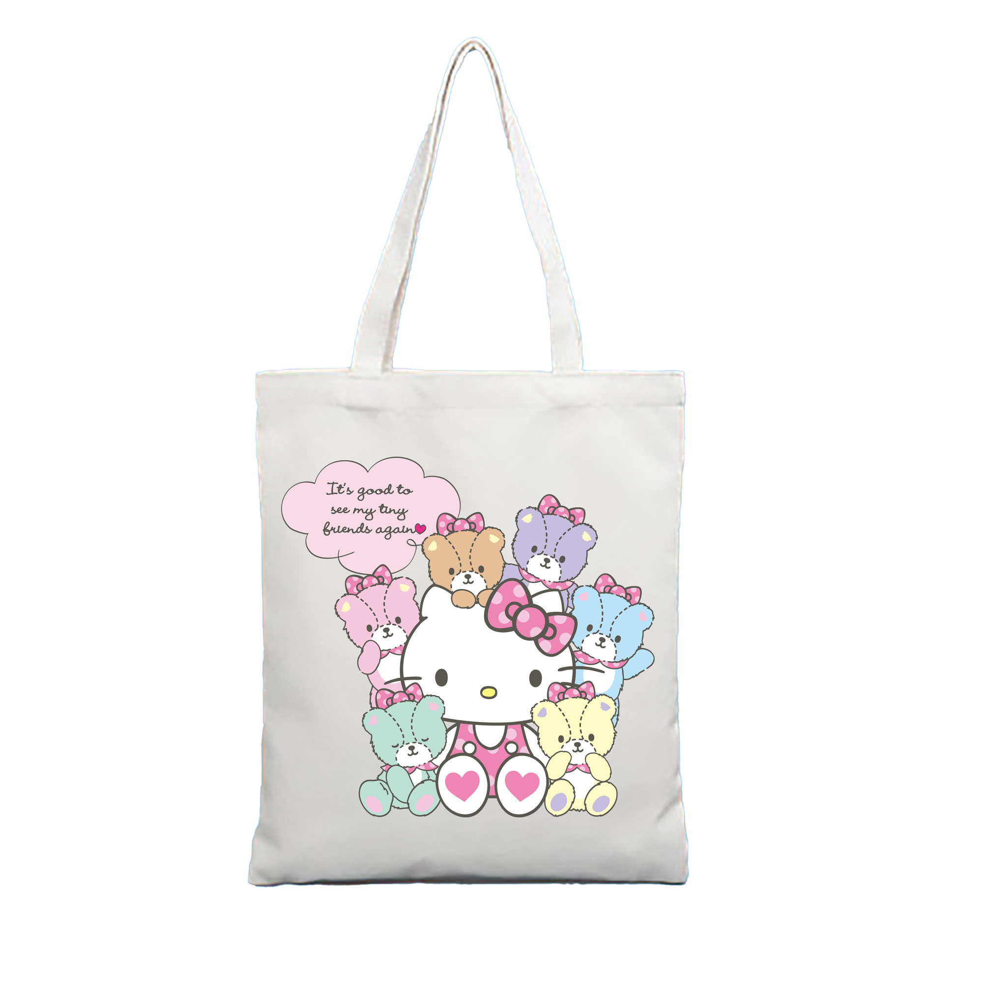 （画像用） Hello Kitty ハローキティ 縦型キャンバス生地手提げバッグ　トートバッグ