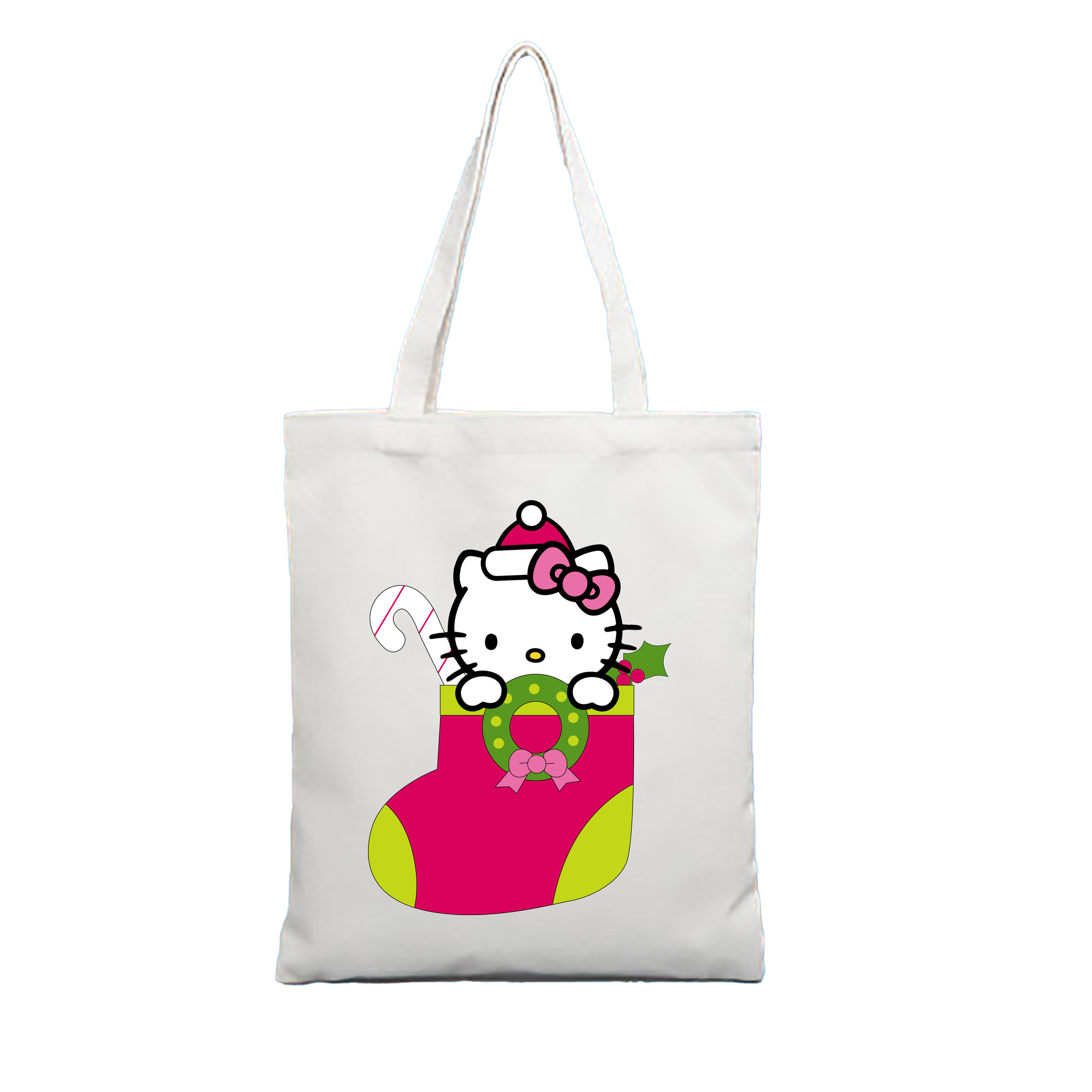 （画像用） Hello Kitty ハローキティ 縦型キャンバス生地手提げバッグ　トートバッグ