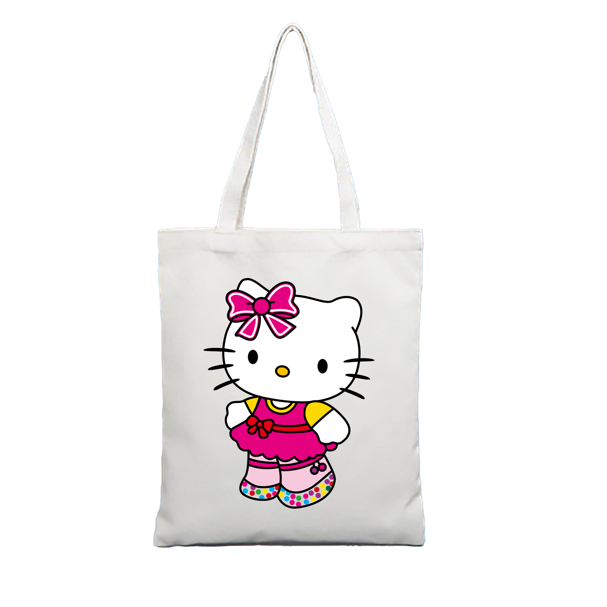 （画像用） Hello Kitty ハローキティ 縦型キャンバス生地手提げバッグ　トートバッグ