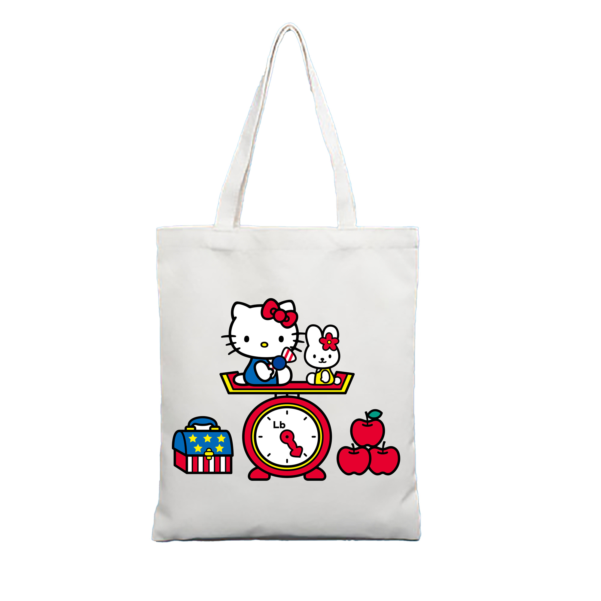 （画像用） Hello Kitty ハローキティ 縦型キャンバス生地手提げバッグ　トートバッグ