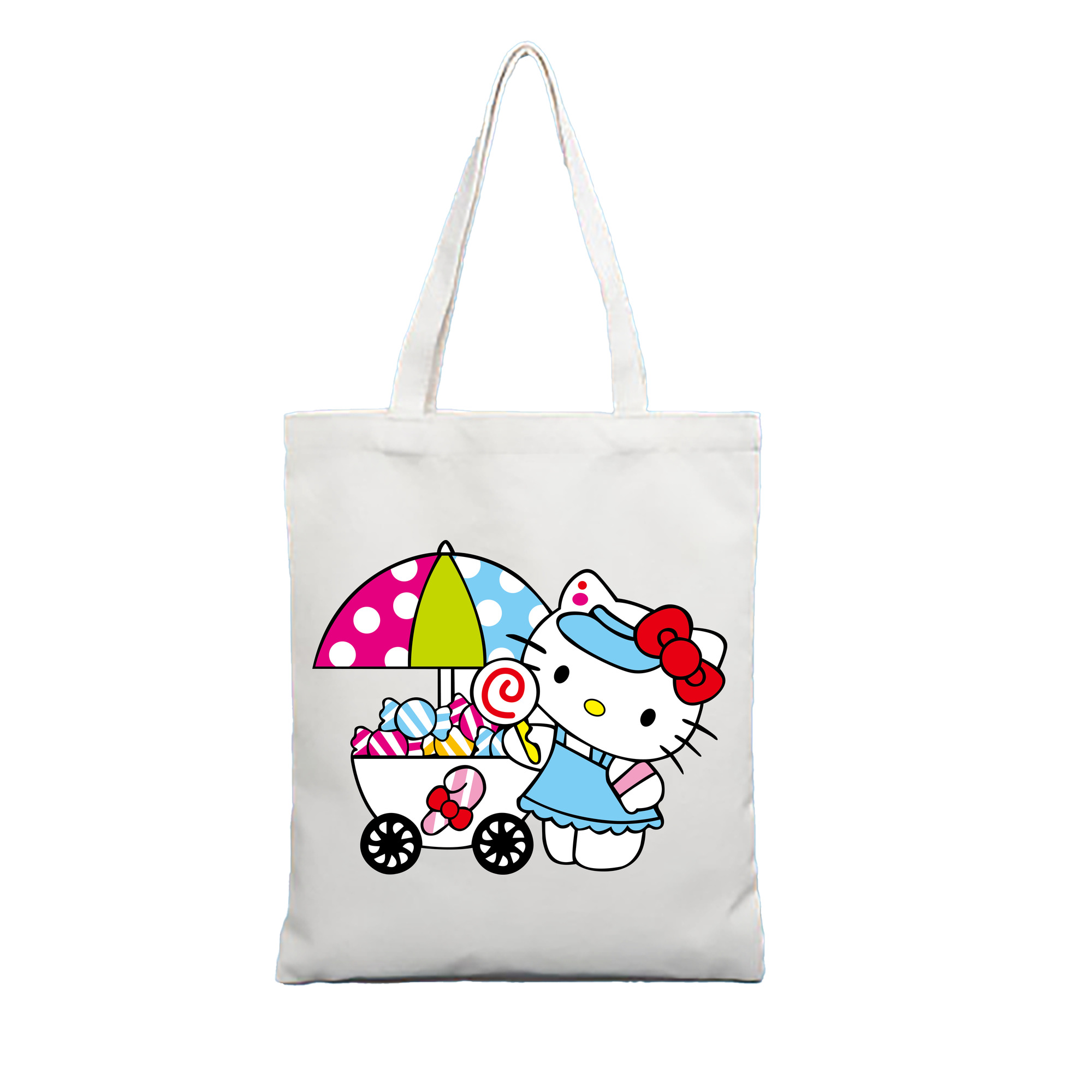 （画像用） Hello Kitty ハローキティ 縦型キャンバス生地手提げバッグ　トートバッグ