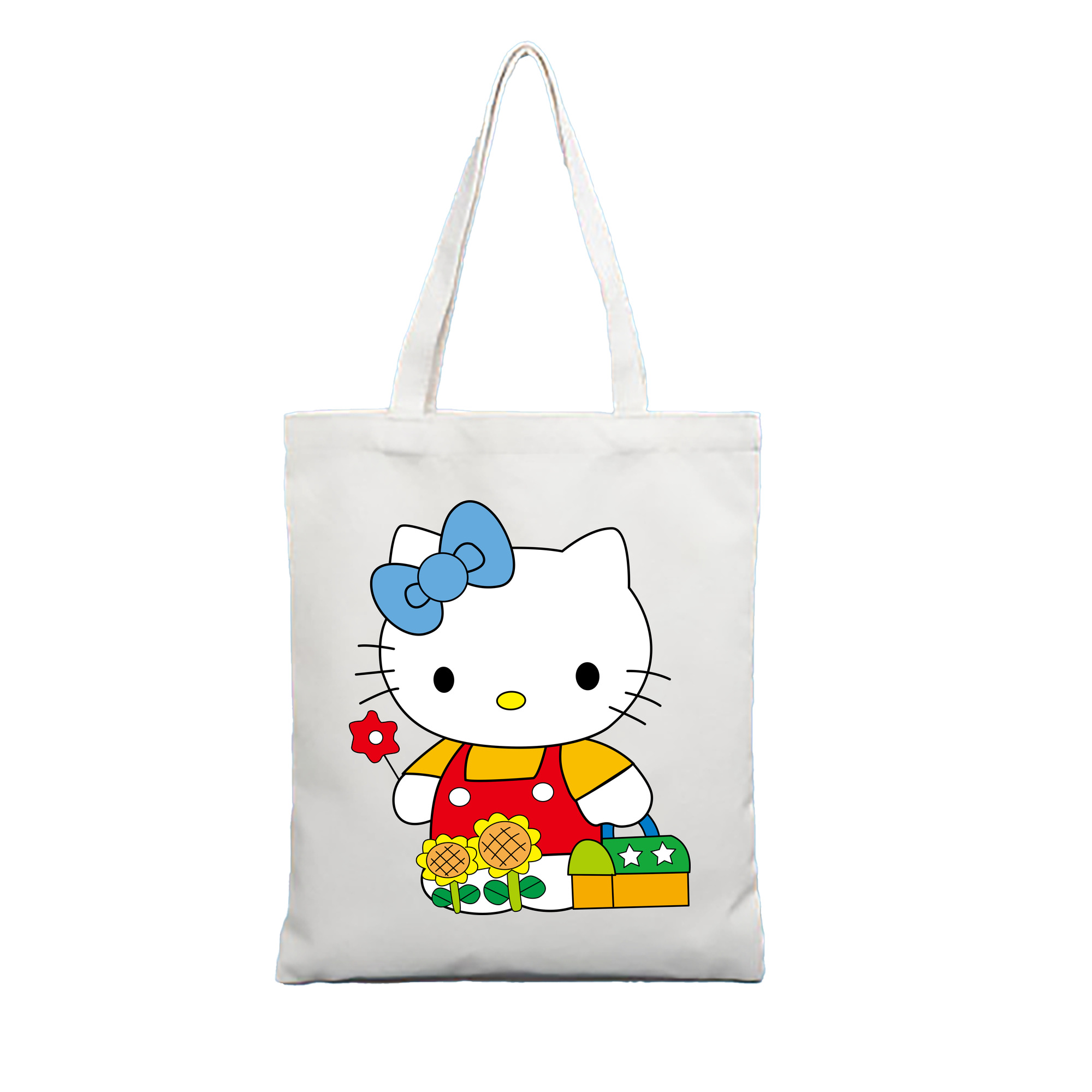 （画像用） Hello Kitty ハローキティ 縦型キャンバス生地手提げバッグ　トートバッグ