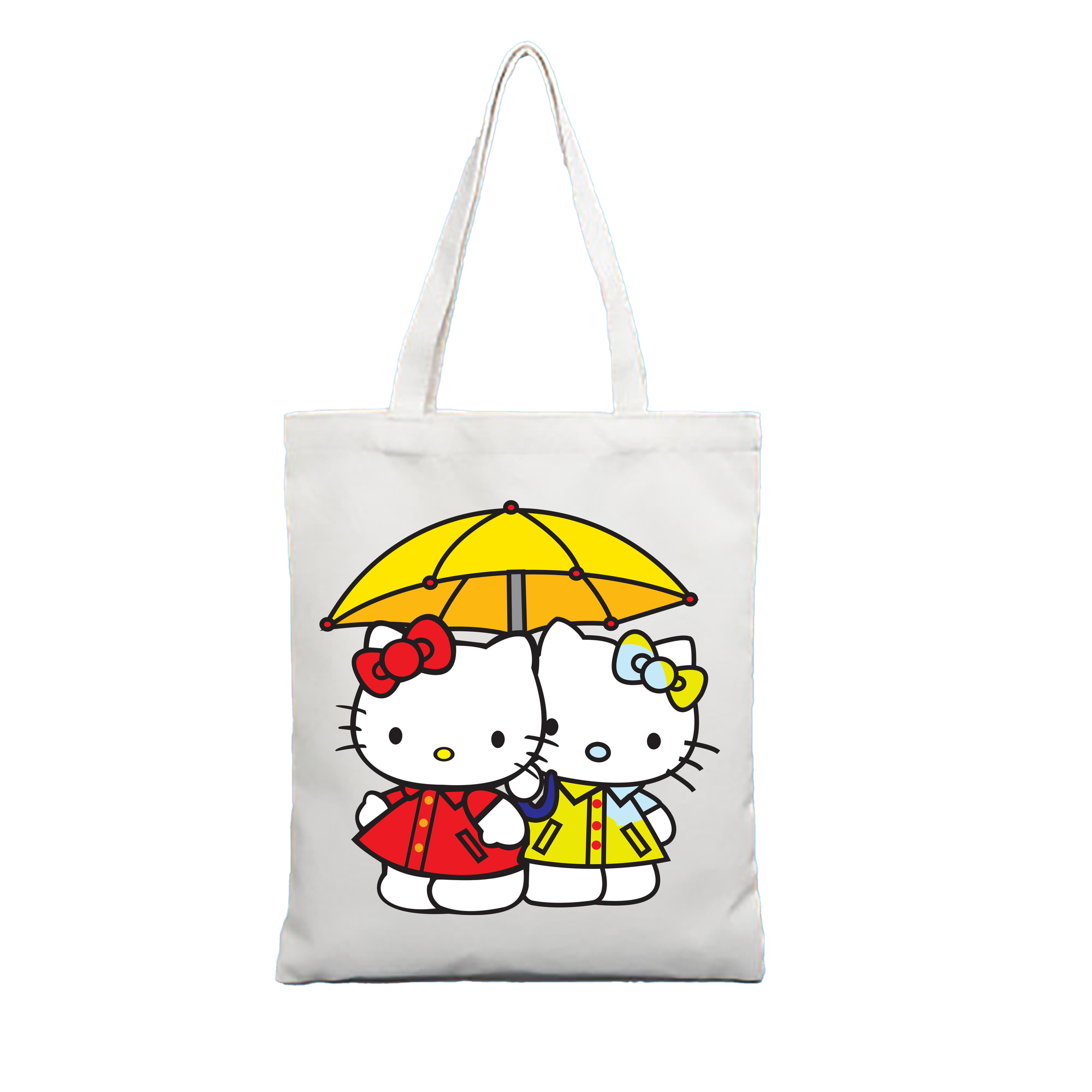 （画像用） Hello Kitty ハローキティ 縦型キャンバス生地手提げバッグ　トートバッグ