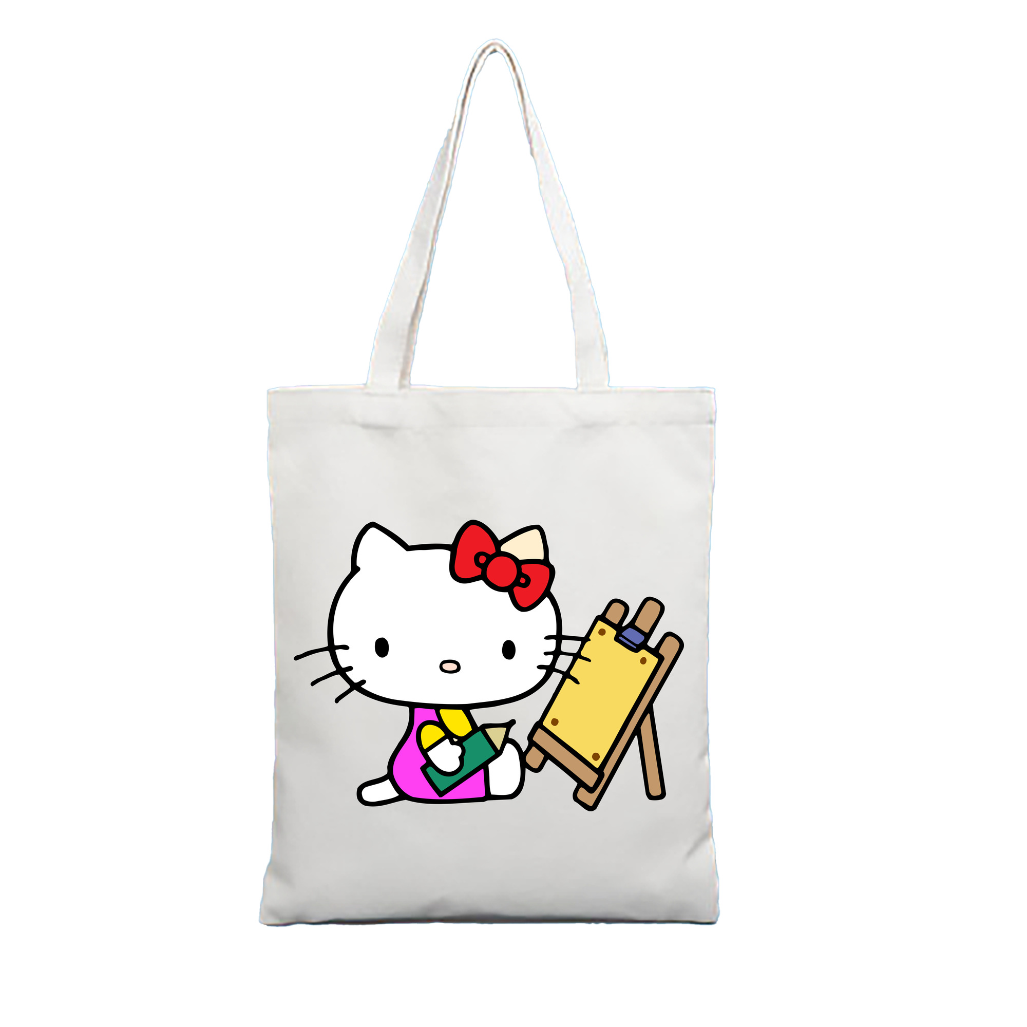 （画像用） Hello Kitty ハローキティ 縦型キャンバス生地手提げバッグ　トートバッグ