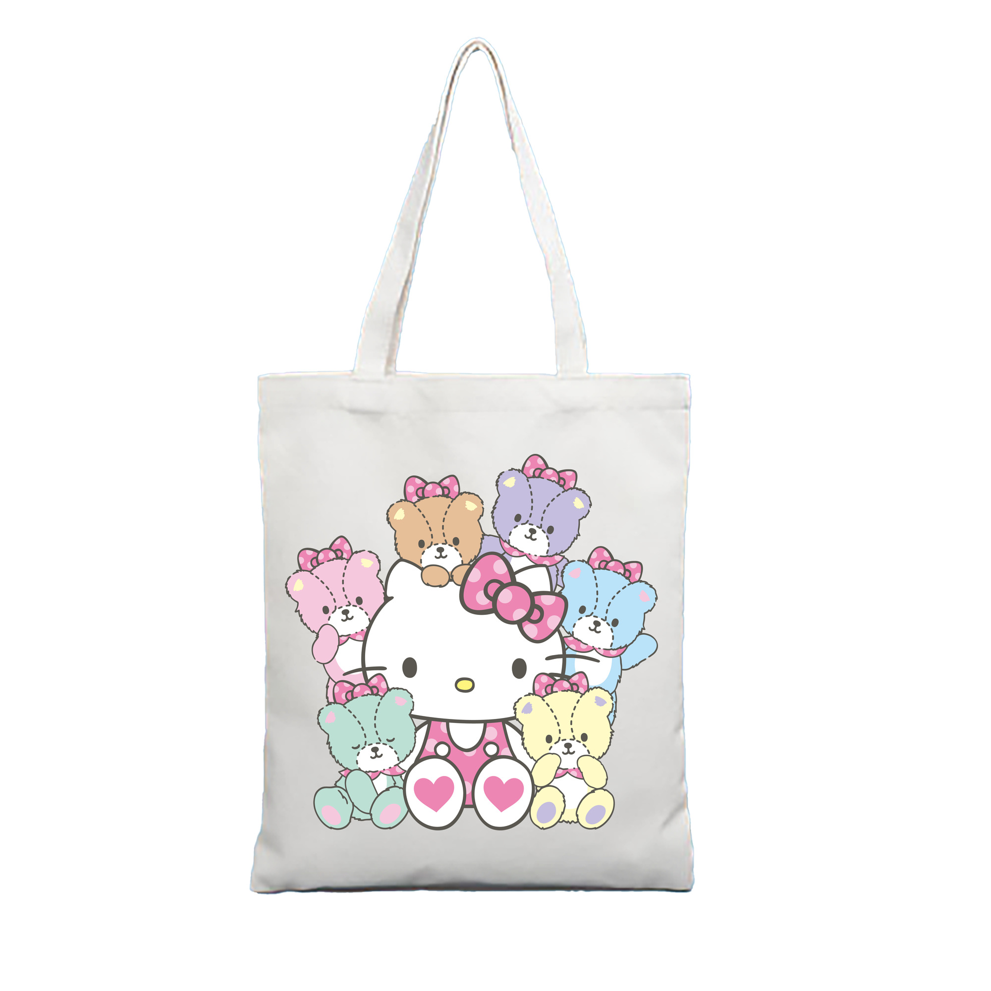 （画像用） Hello Kitty ハローキティ 縦型キャンバス生地手提げバッグ　トートバッグ
