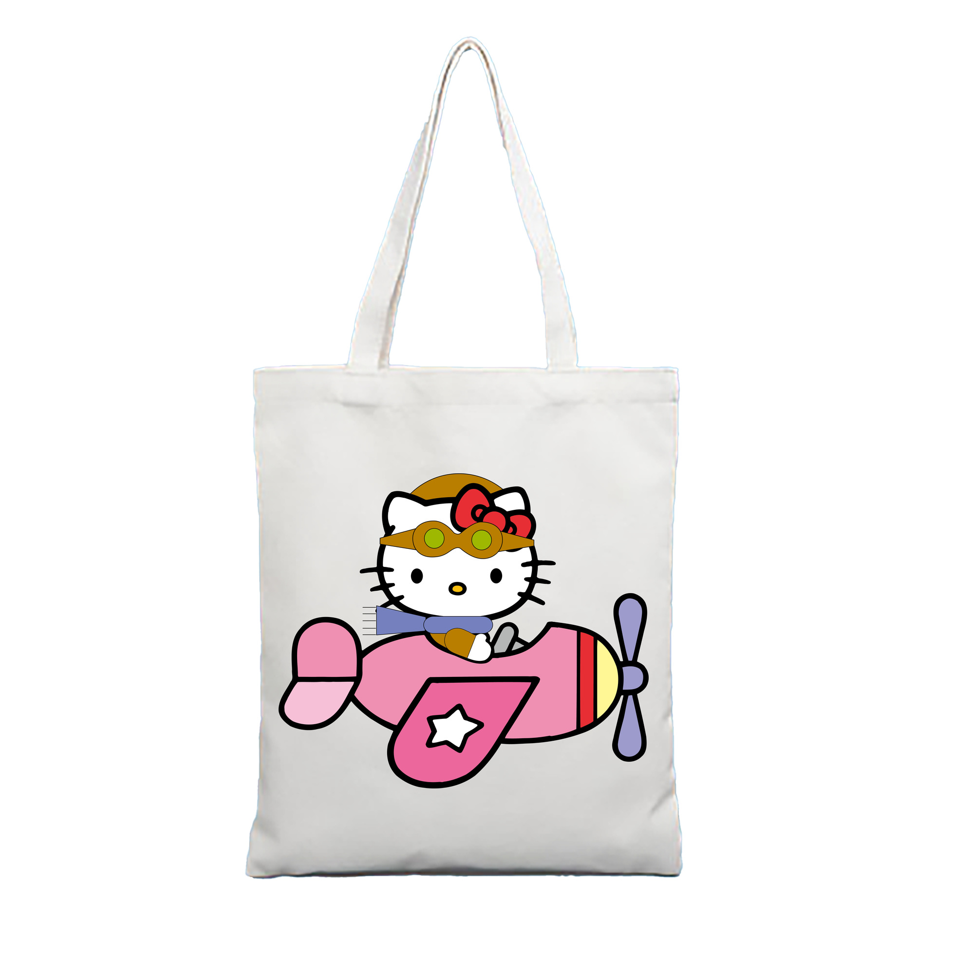 （画像用） Hello Kitty ハローキティ 縦型キャンバス生地手提げバッグ　トートバッグ