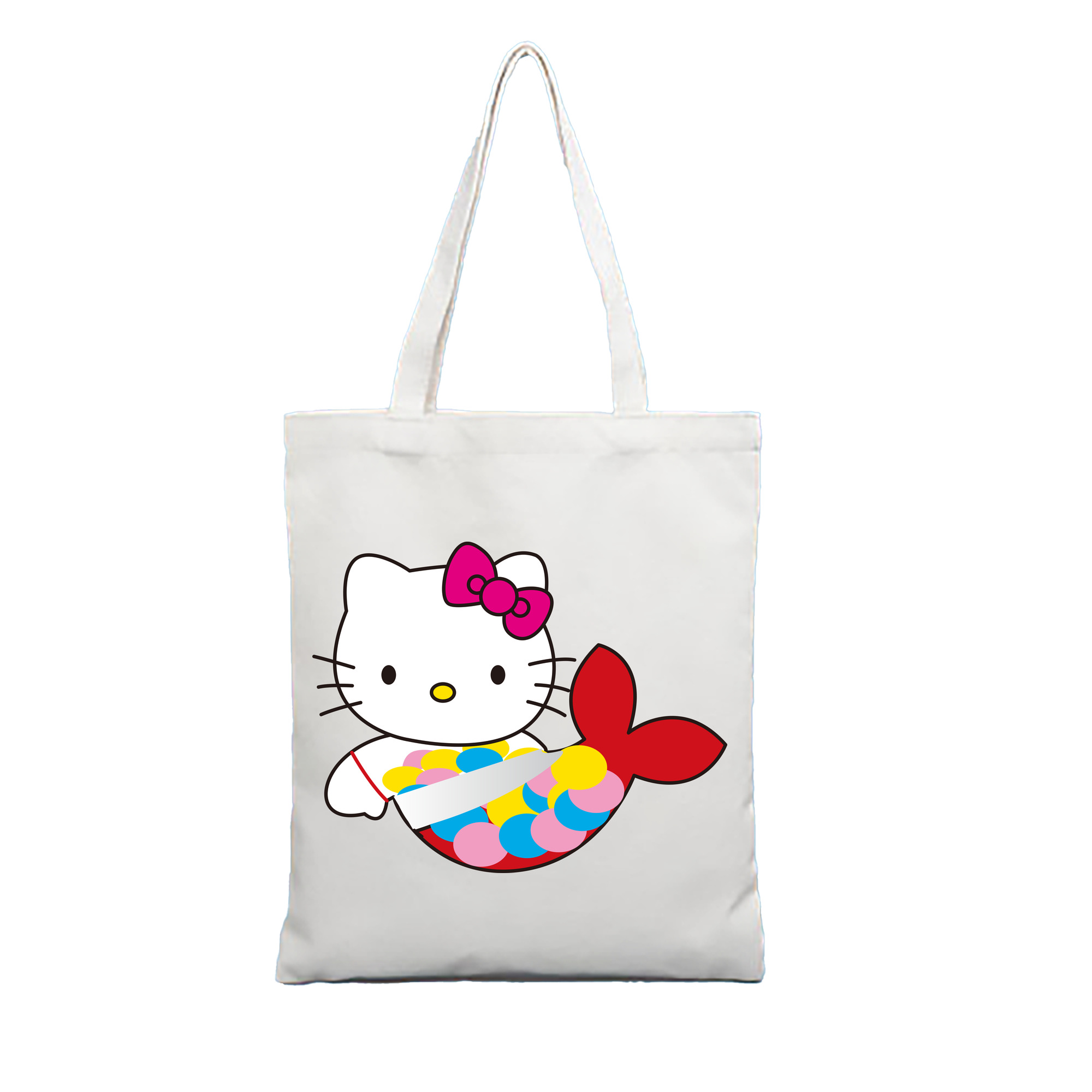 （画像用） Hello Kitty ハローキティ 縦型キャンバス生地手提げバッグ　トートバッグ
