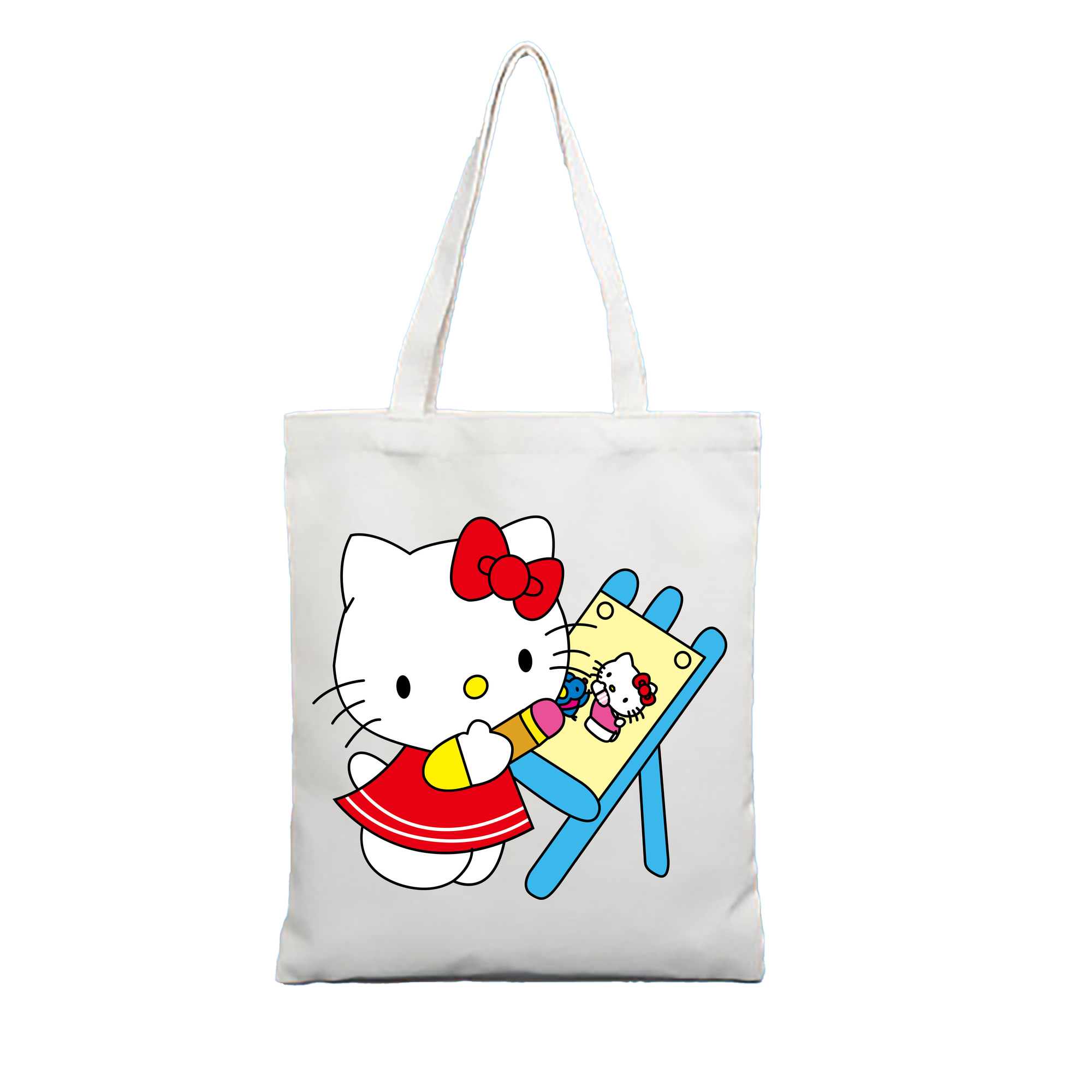 （画像用） Hello Kitty ハローキティ 縦型キャンバス生地手提げバッグ　トートバッグ