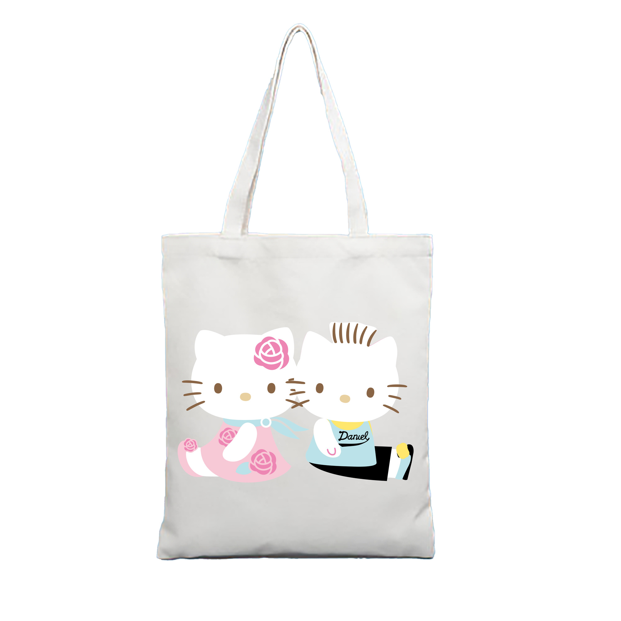 （画像用） Hello Kitty ハローキティ 縦型キャンバス生地手提げバッグ　トートバッグ