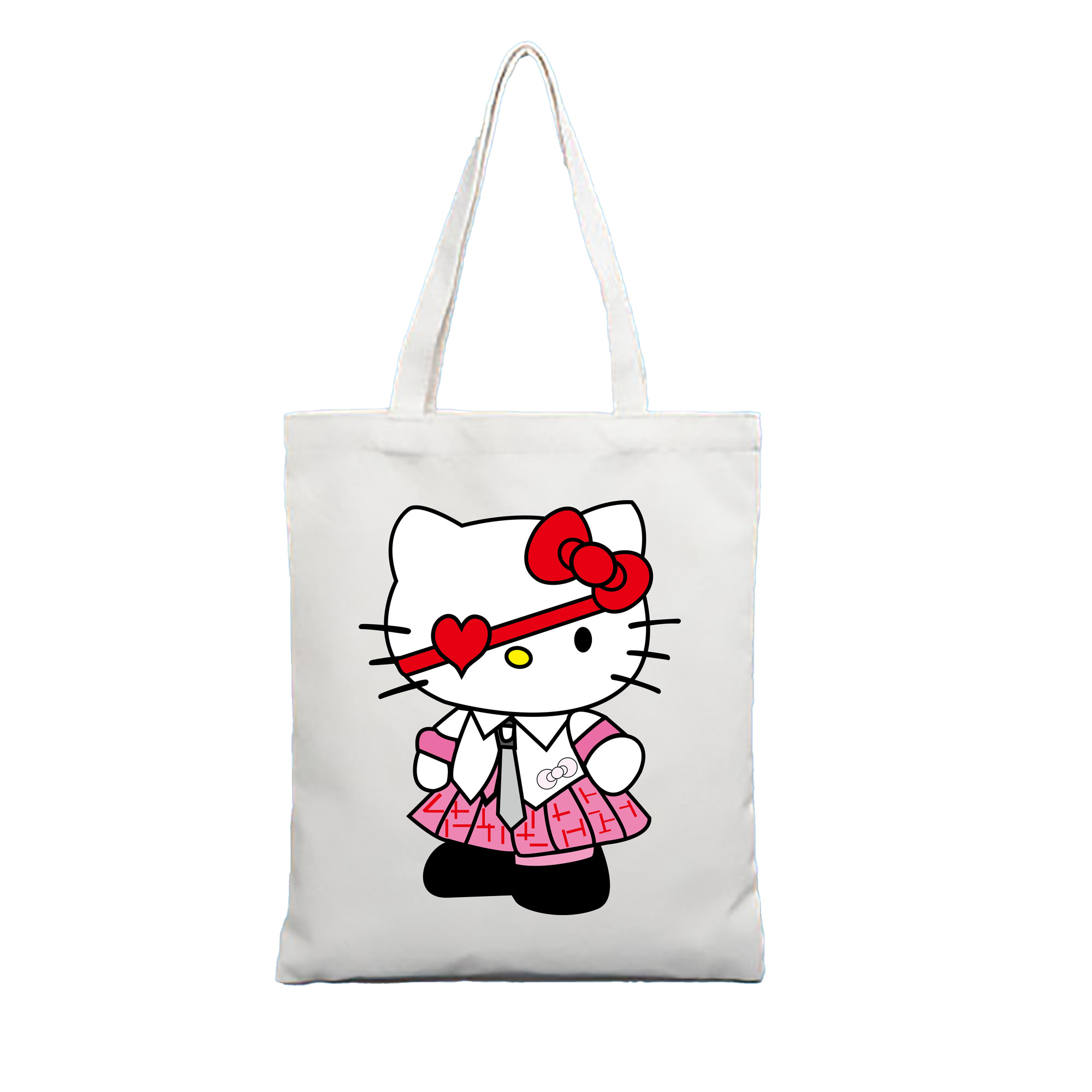（画像用） Hello Kitty ハローキティ 縦型キャンバス生地手提げバッグ　トートバッグ