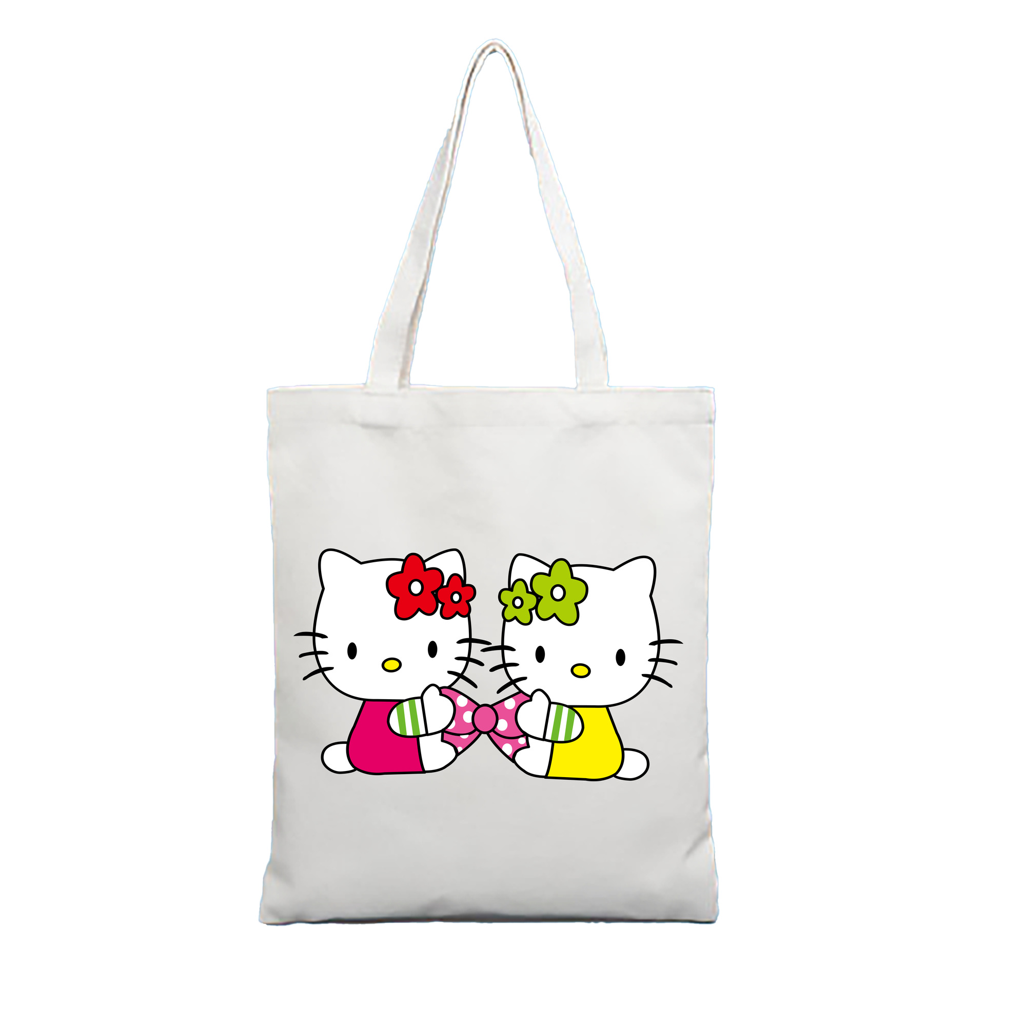 （画像用） Hello Kitty ハローキティ 縦型キャンバス生地手提げバッグ　トートバッグ