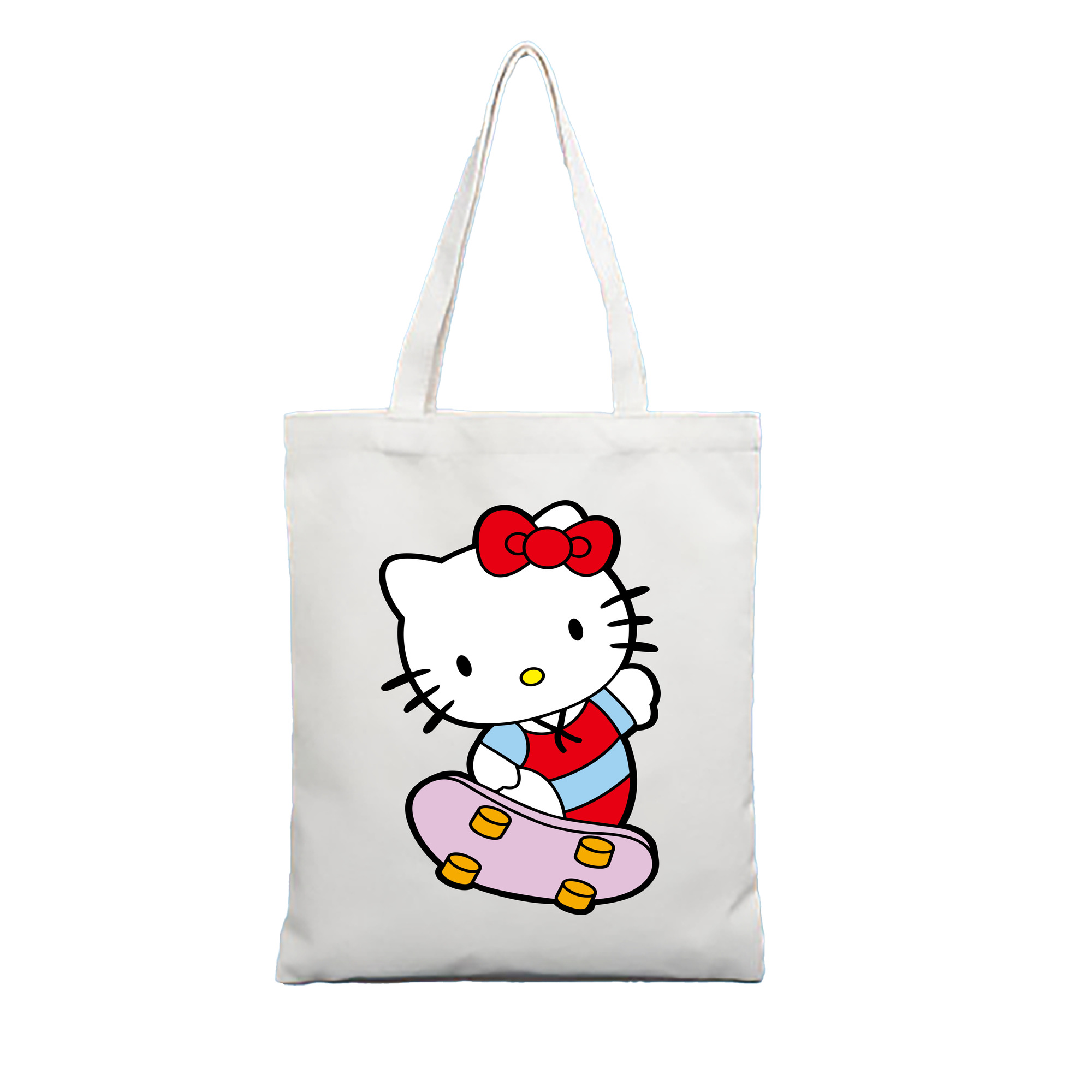 （画像用） Hello Kitty ハローキティ 縦型キャンバス生地手提げバッグ　トートバッグ