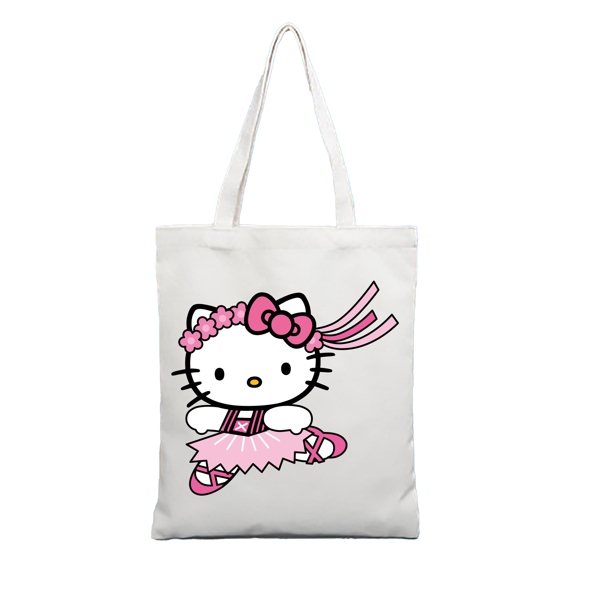 （画像用） Hello Kitty ハローキティ 縦型キャンバス生地手提げバッグ　トートバッグ