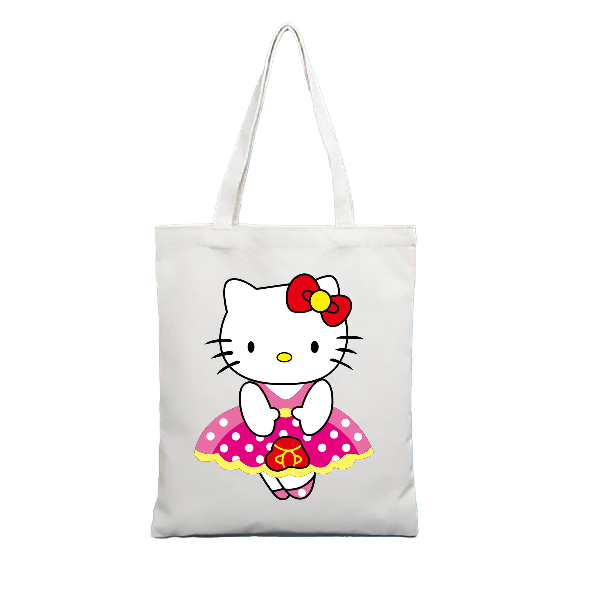 （画像用） Hello Kitty ハローキティ 縦型キャンバス生地手提げバッグ　トートバッグ