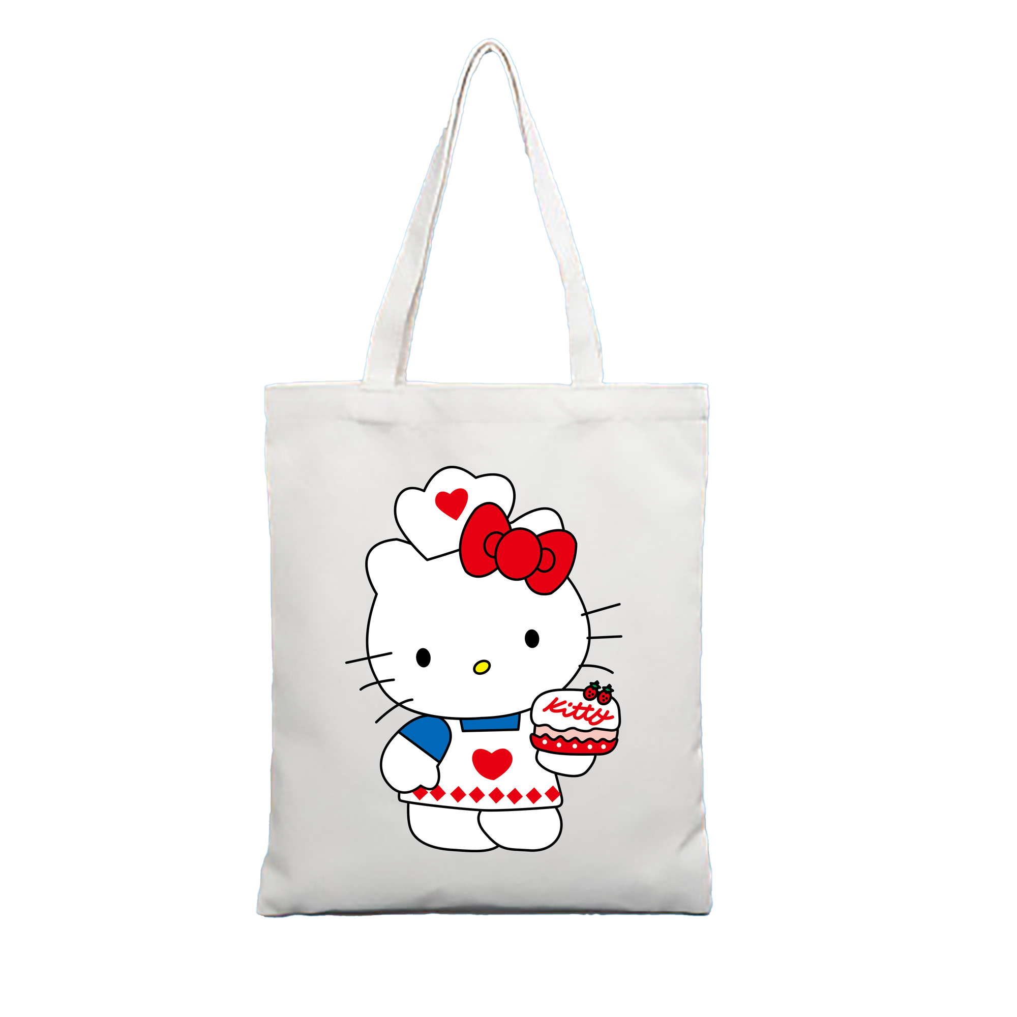 （画像用） Hello Kitty ハローキティ 縦型キャンバス生地手提げバッグ　トートバッグ