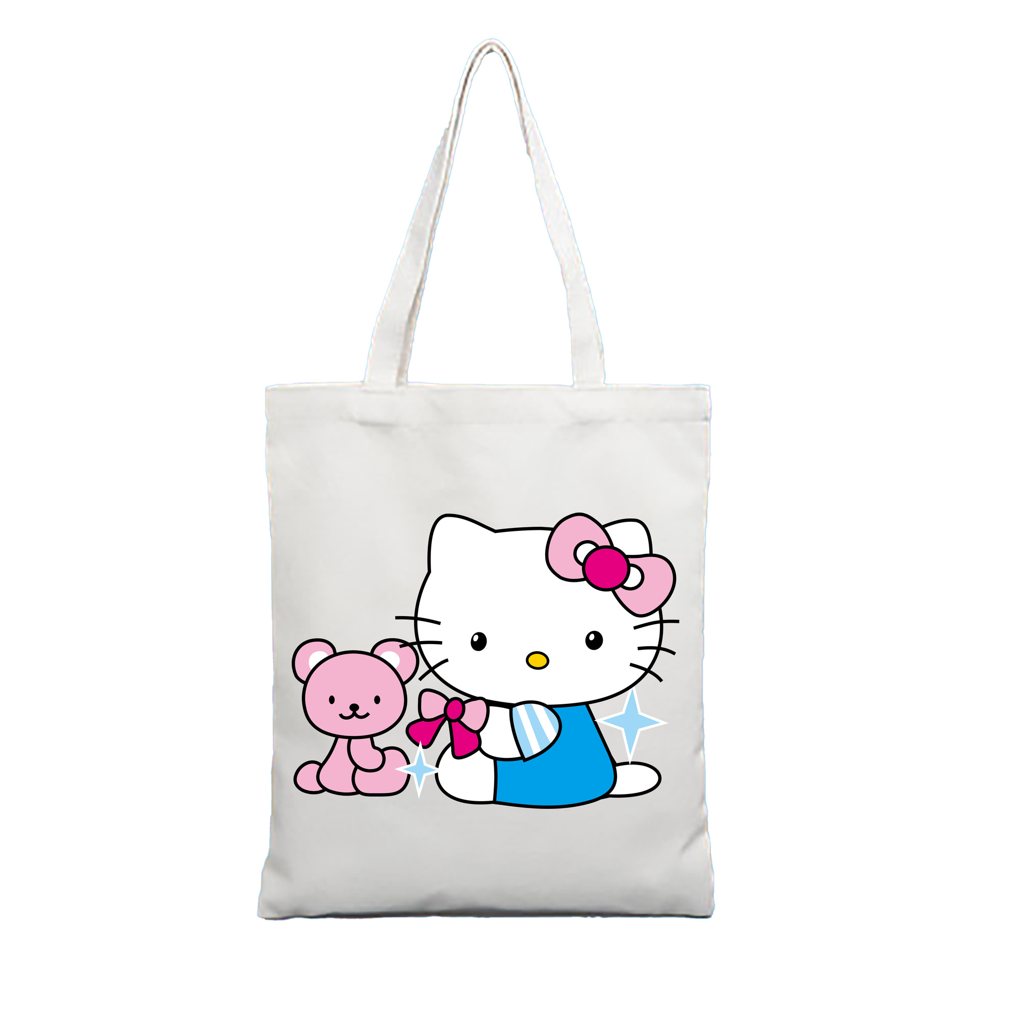 （画像用） Hello Kitty ハローキティ 縦型キャンバス生地手提げバッグ　トートバッグ