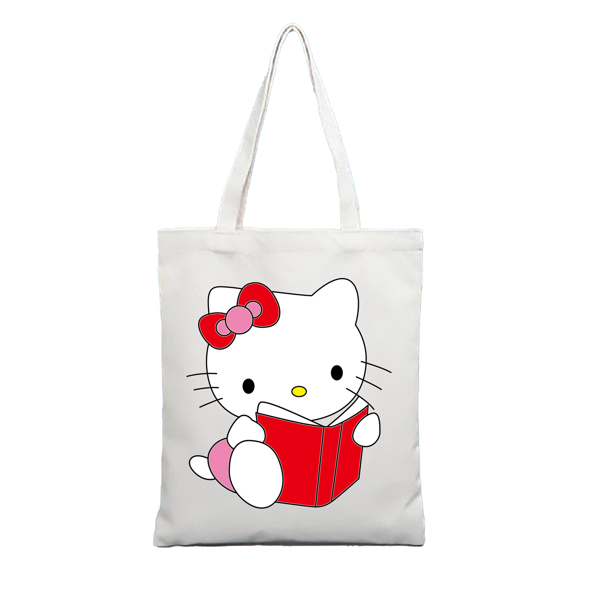 （画像用） Hello Kitty ハローキティ 縦型キャンバス生地手提げバッグ　トートバッグ