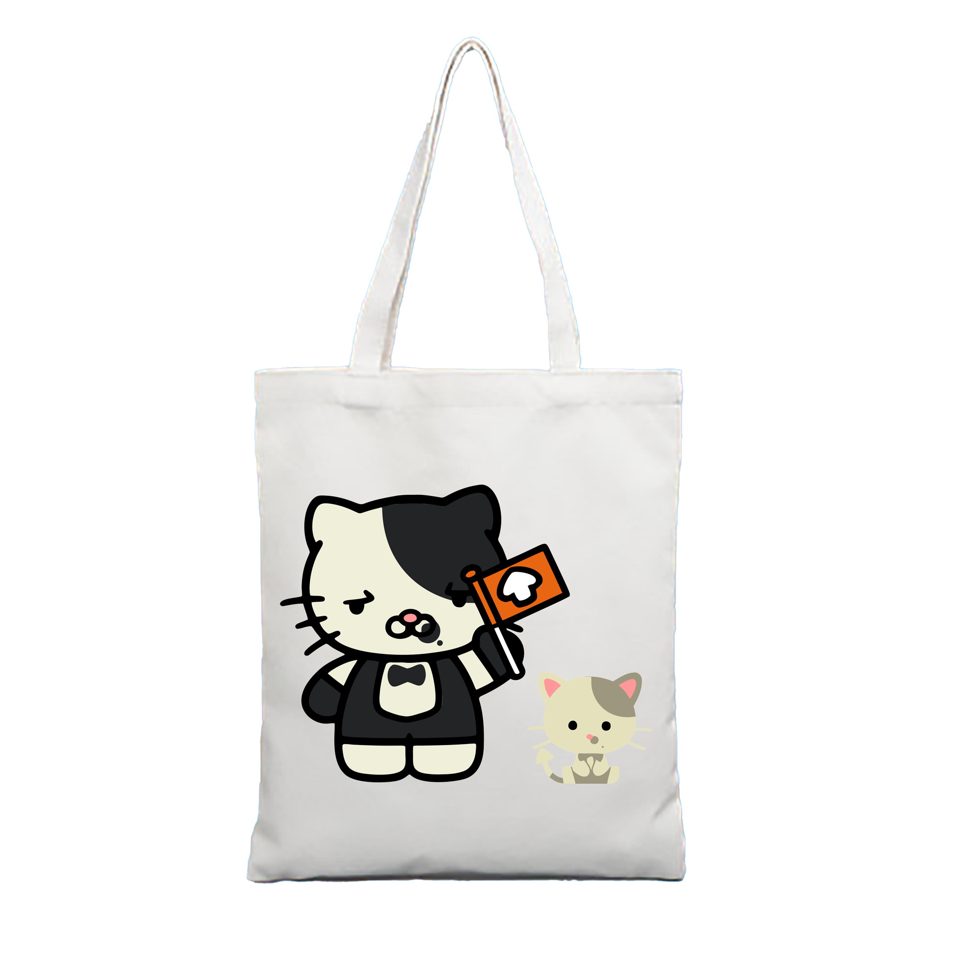 （画像用） Hello Kitty ハローキティ 縦型キャンバス生地手提げバッグ　トートバッグ