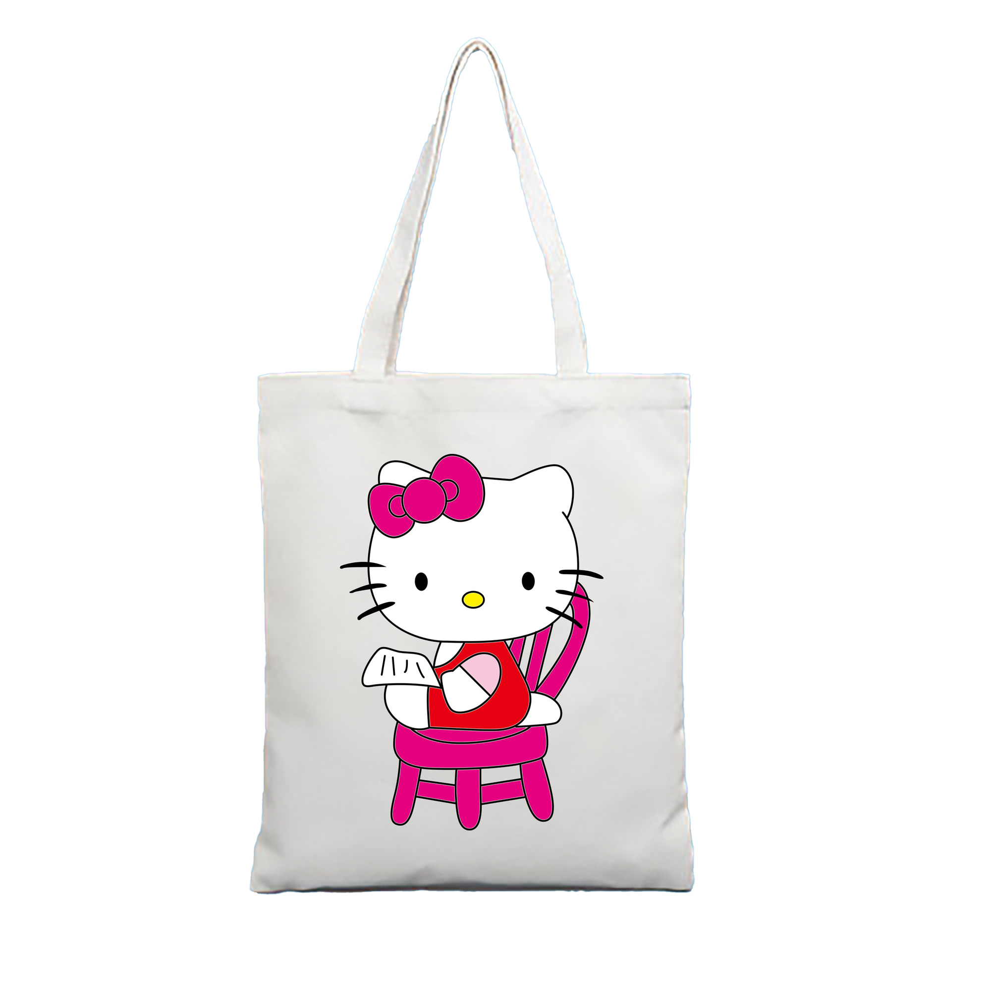 （画像用） Hello Kitty ハローキティ 縦型キャンバス生地手提げバッグ　トートバッグ