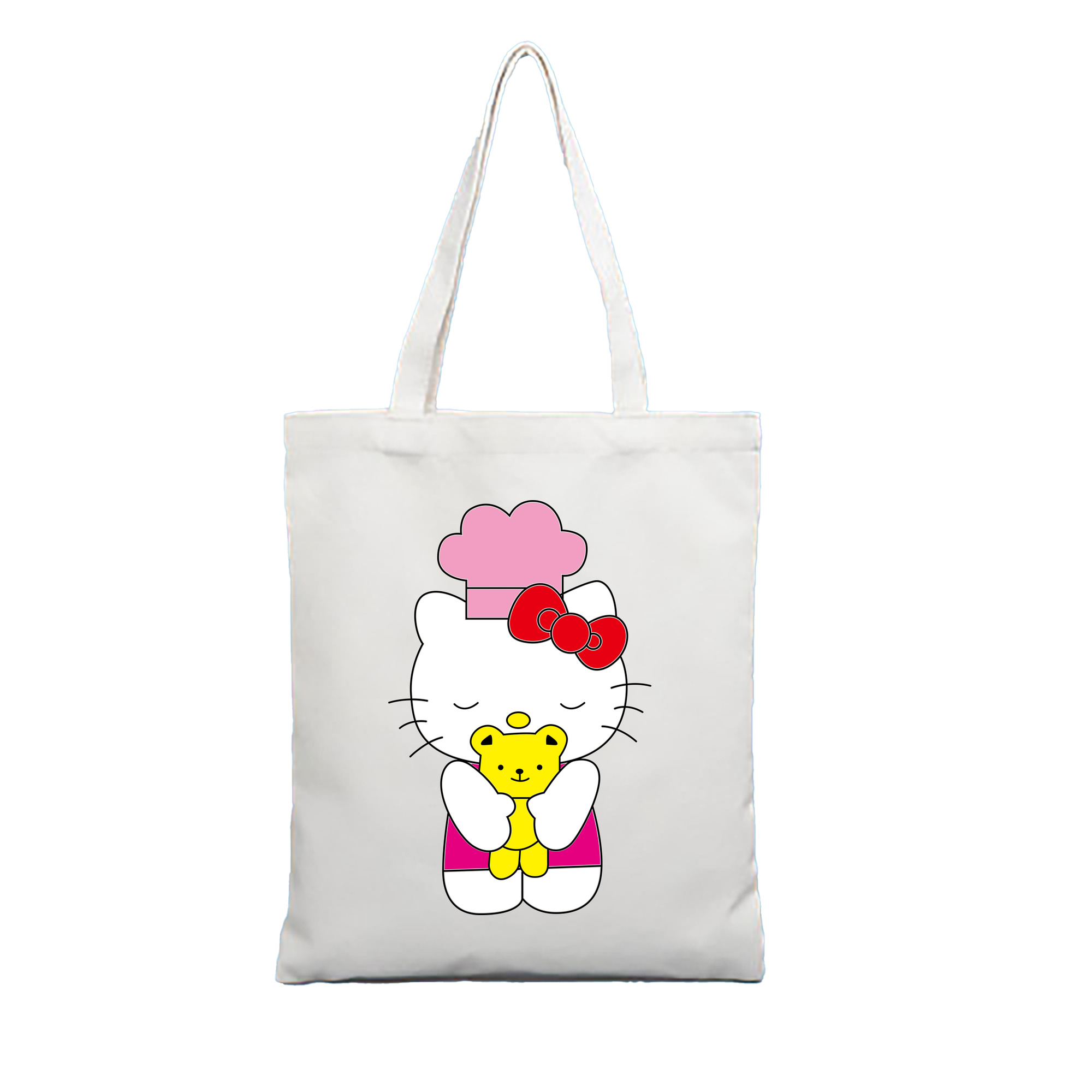 （画像用） Hello Kitty ハローキティ 縦型キャンバス生地手提げバッグ　トートバッグ