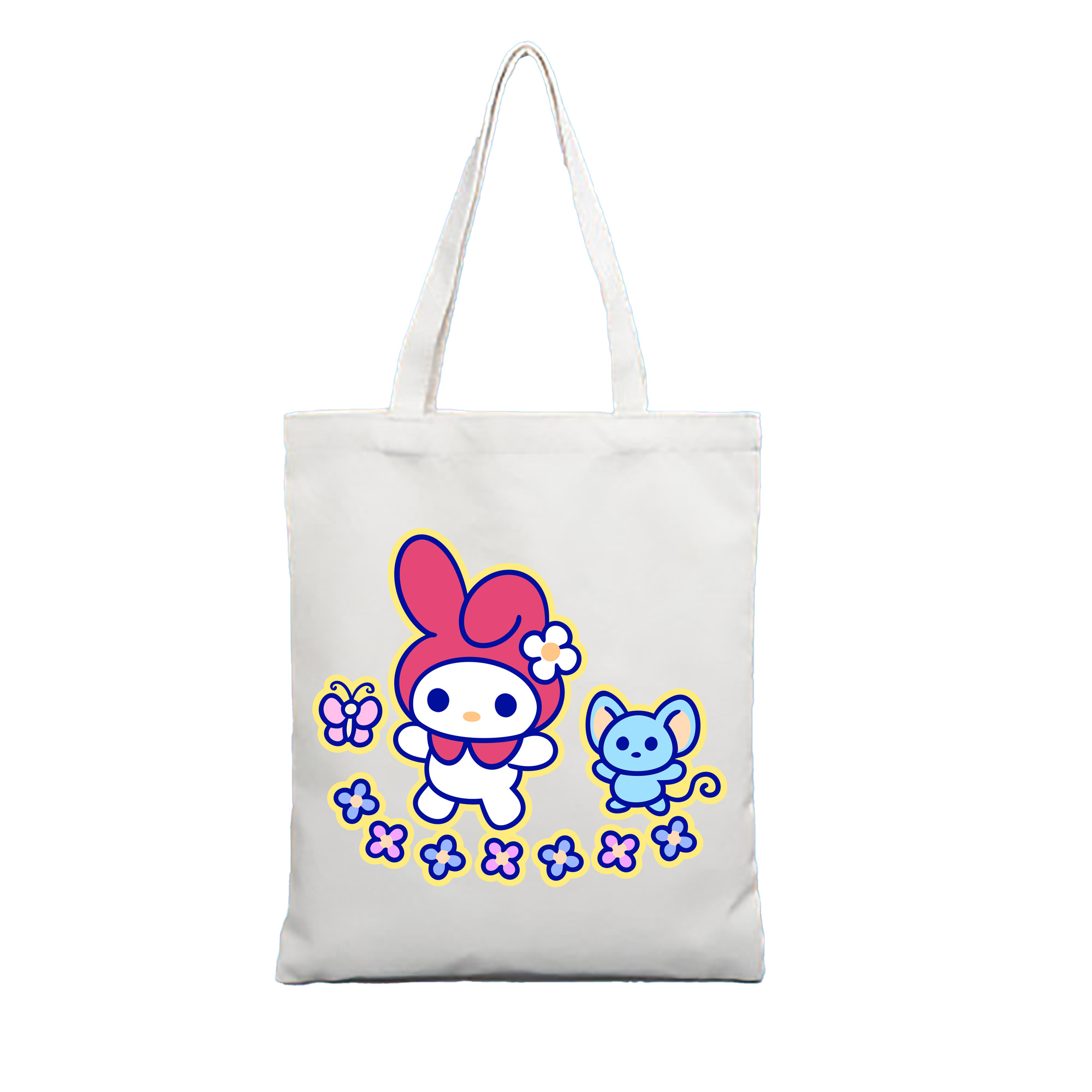 （画像用） Hello Kitty ハローキティ 縦型キャンバス生地手提げバッグ　トートバッグ