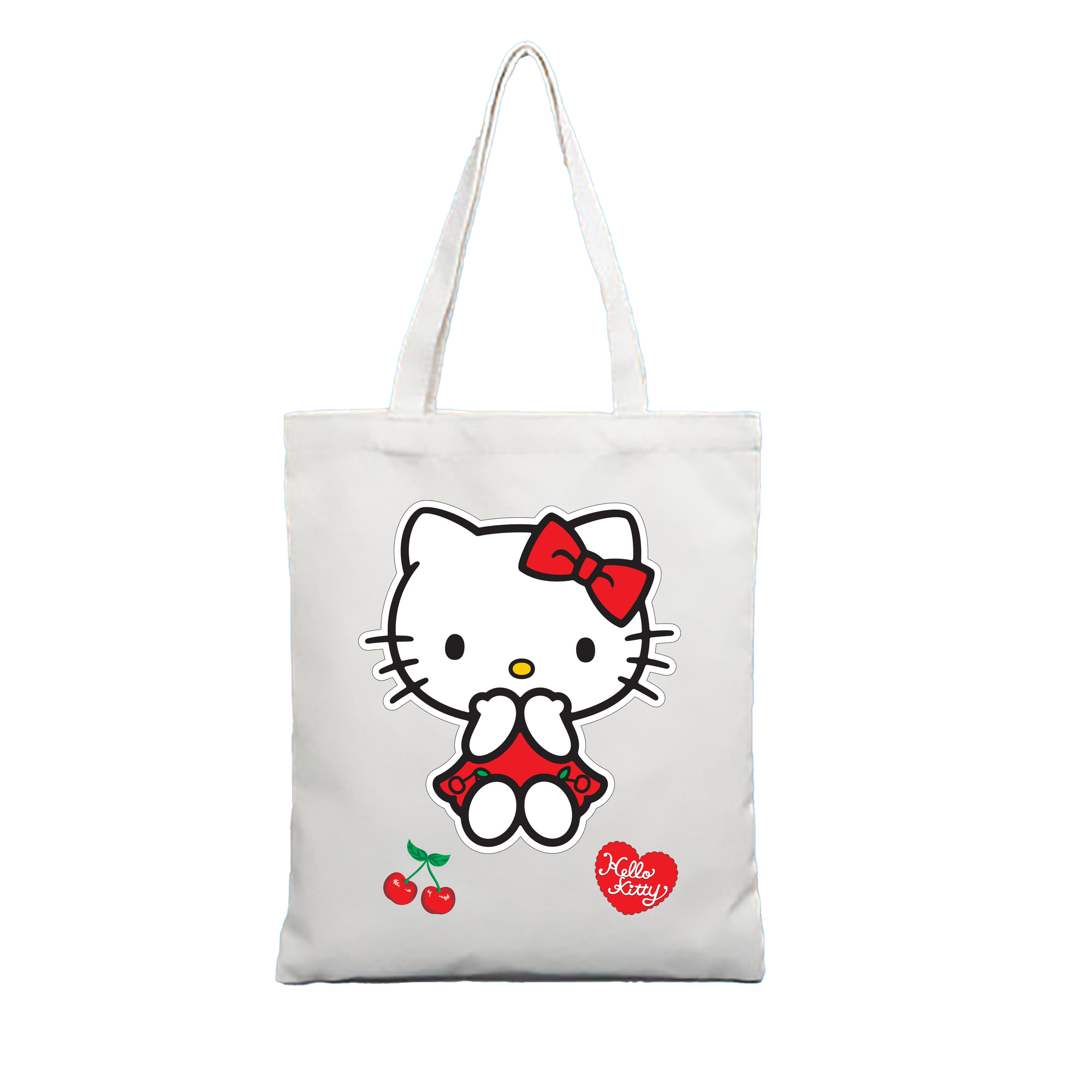 （画像用） Hello Kitty ハローキティ 縦型キャンバス生地手提げバッグ　トートバッグ