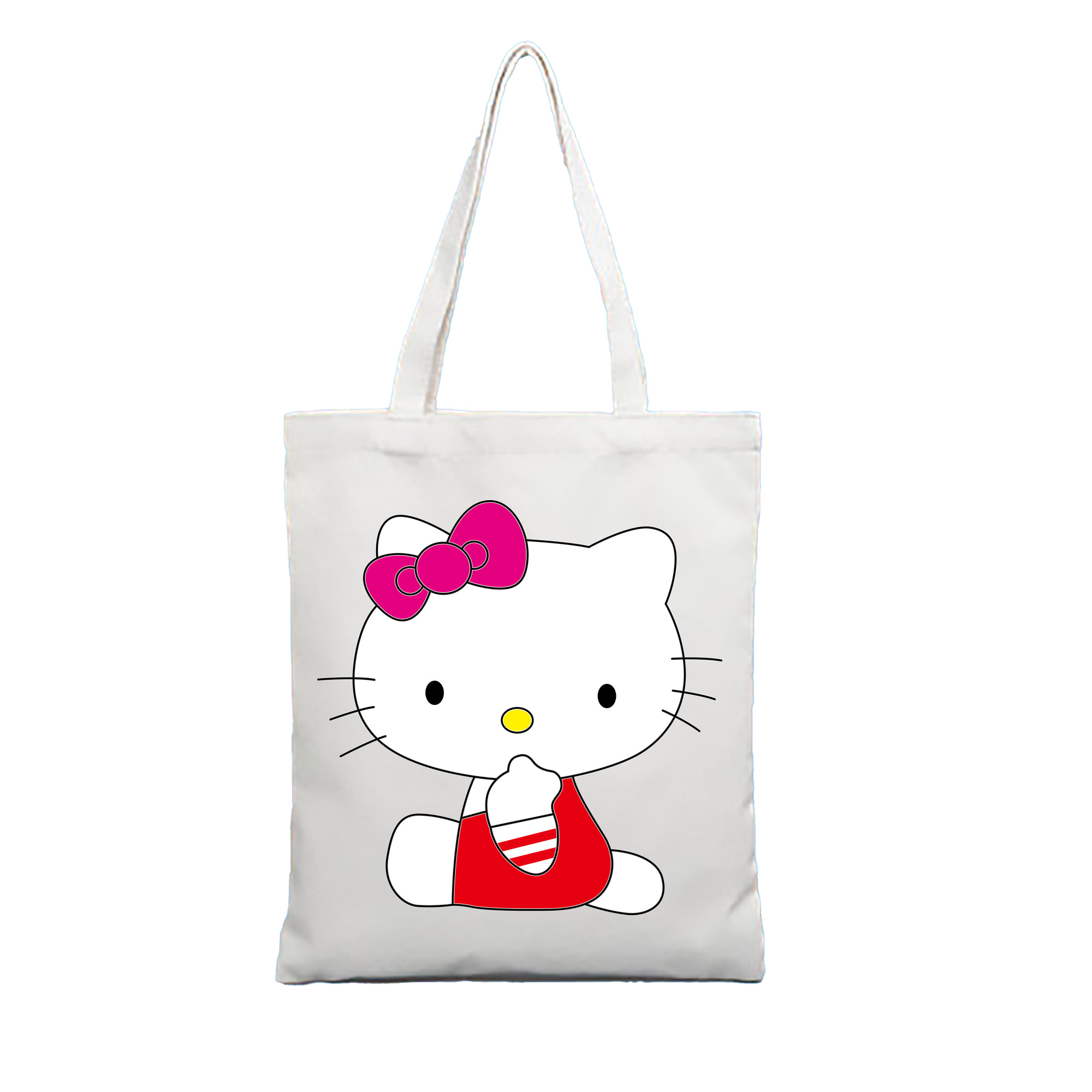 （画像用） Hello Kitty ハローキティ 縦型キャンバス生地手提げバッグ　トートバッグ