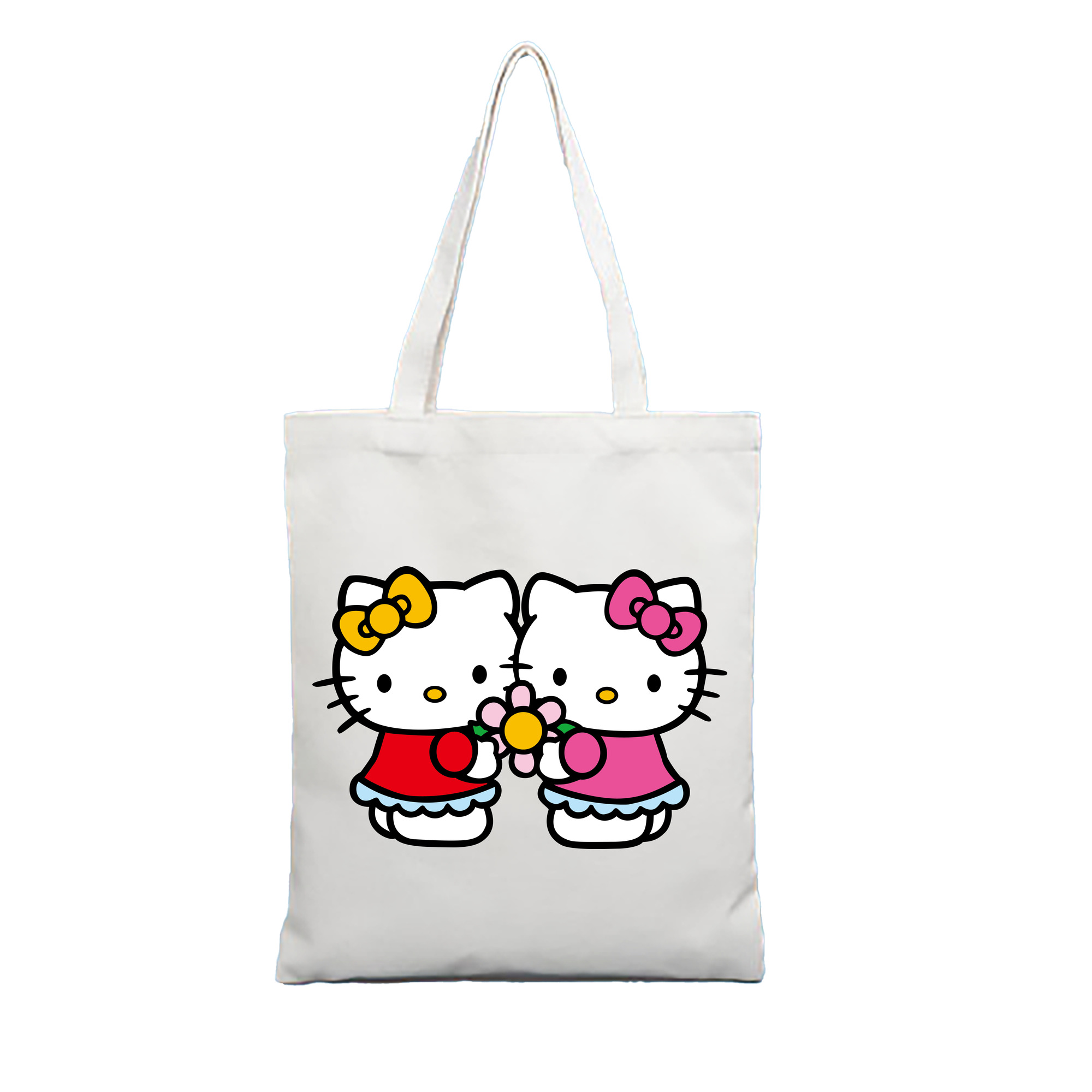 （画像用） Hello Kitty ハローキティ 縦型キャンバス生地手提げバッグ　トートバッグ