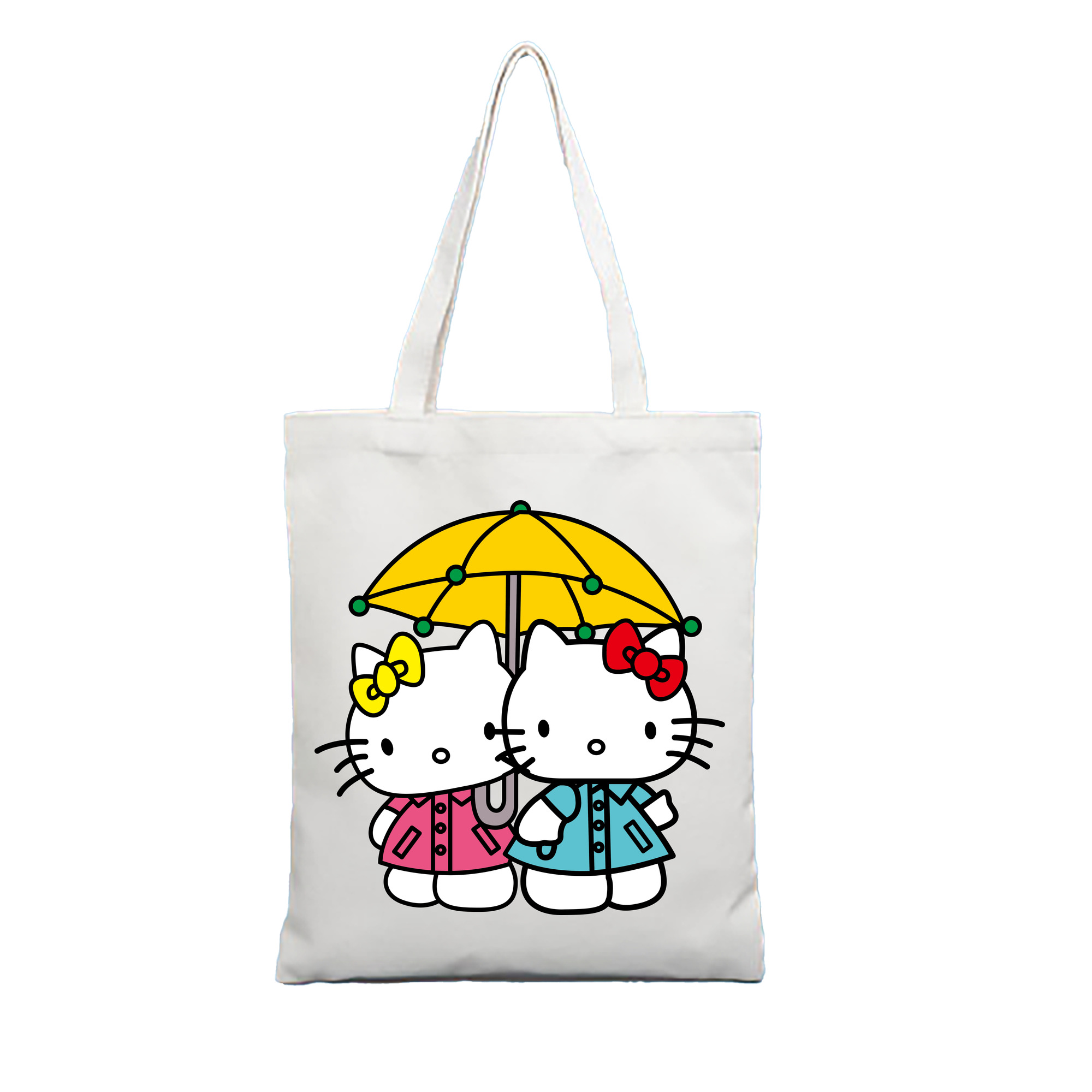 （画像用） Hello Kitty ハローキティ 縦型キャンバス生地手提げバッグ　トートバッグ