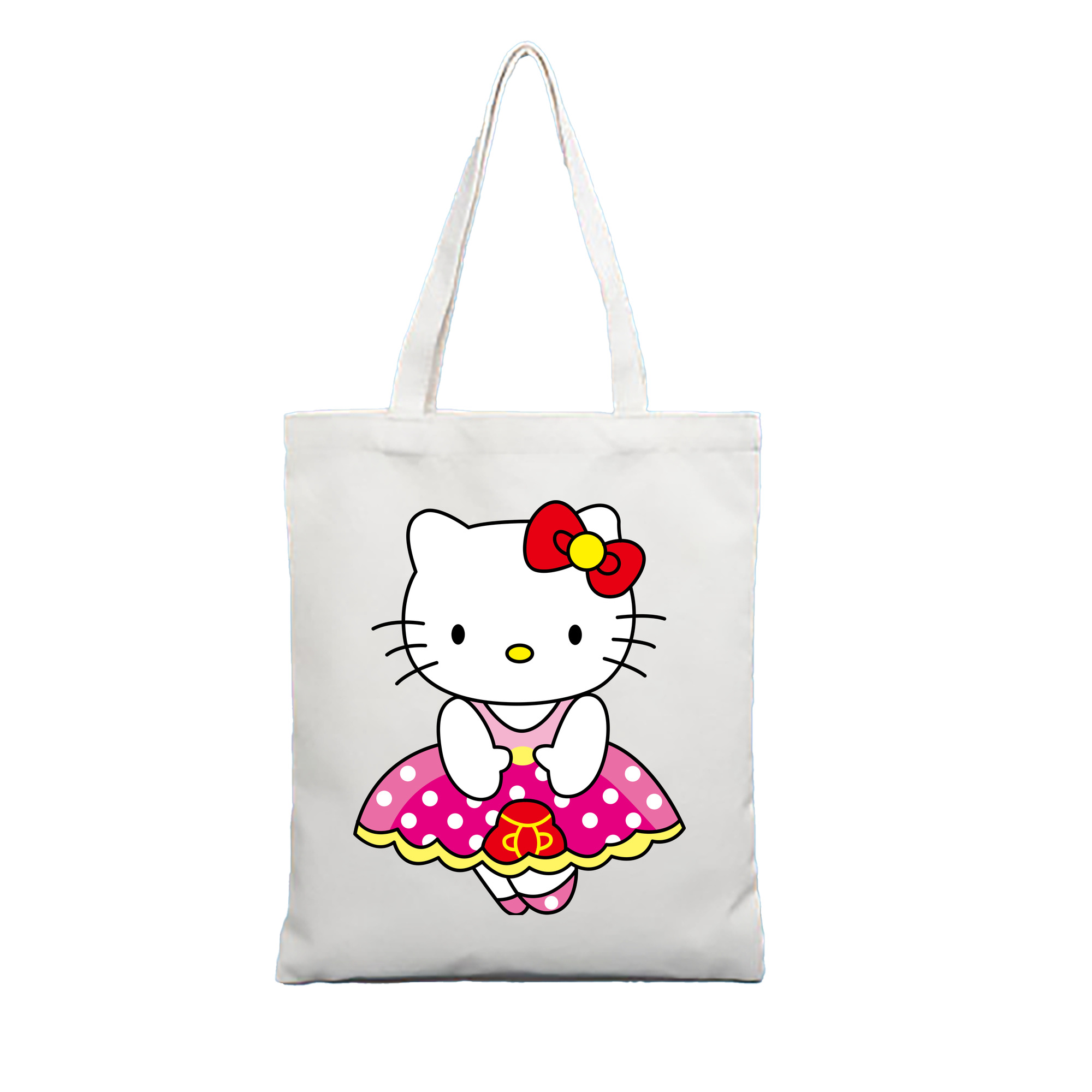 （画像用） Hello Kitty ハローキティ 縦型キャンバス生地手提げバッグ　トートバッグ