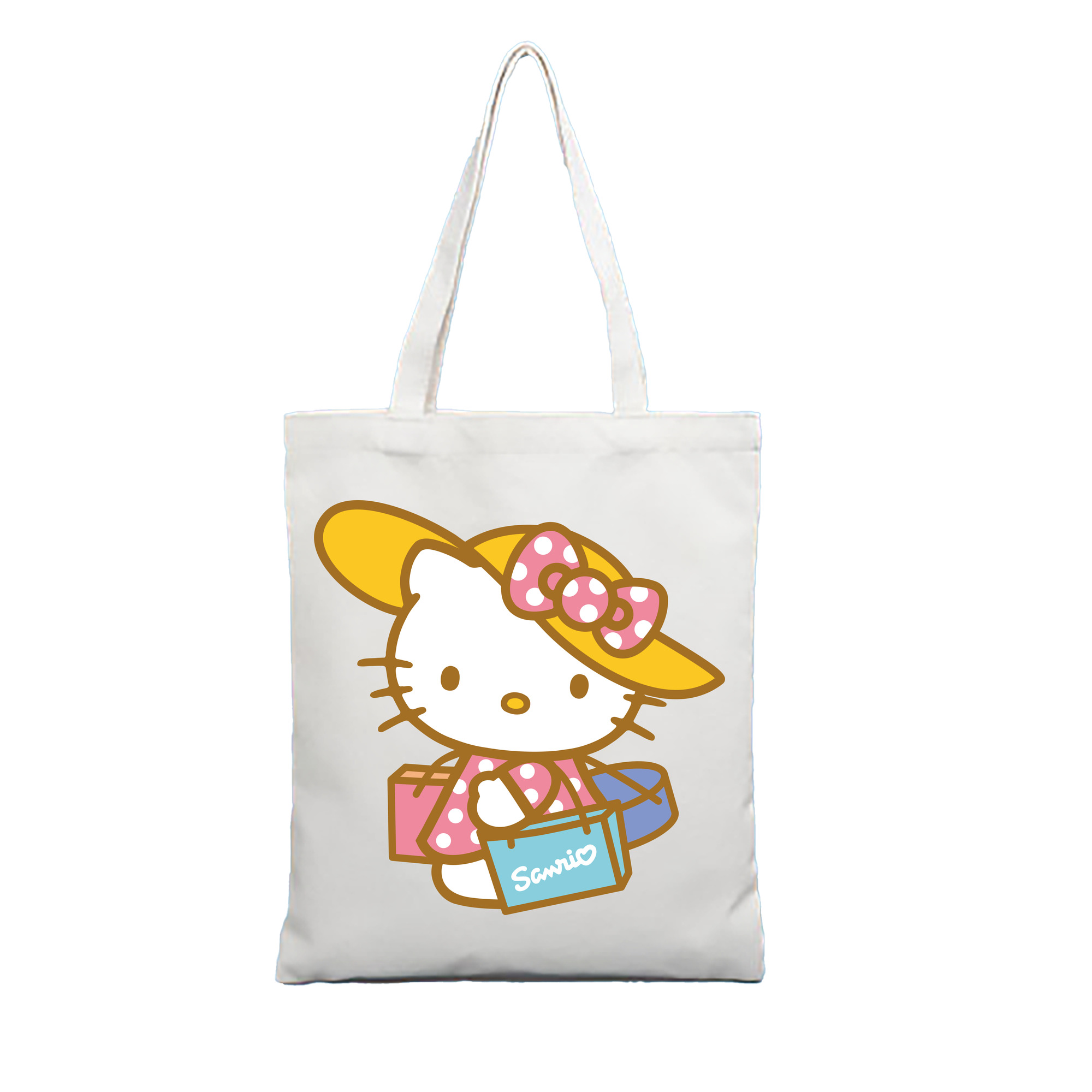 （画像用） Hello Kitty ハローキティ 縦型キャンバス生地手提げバッグ　トートバッグ