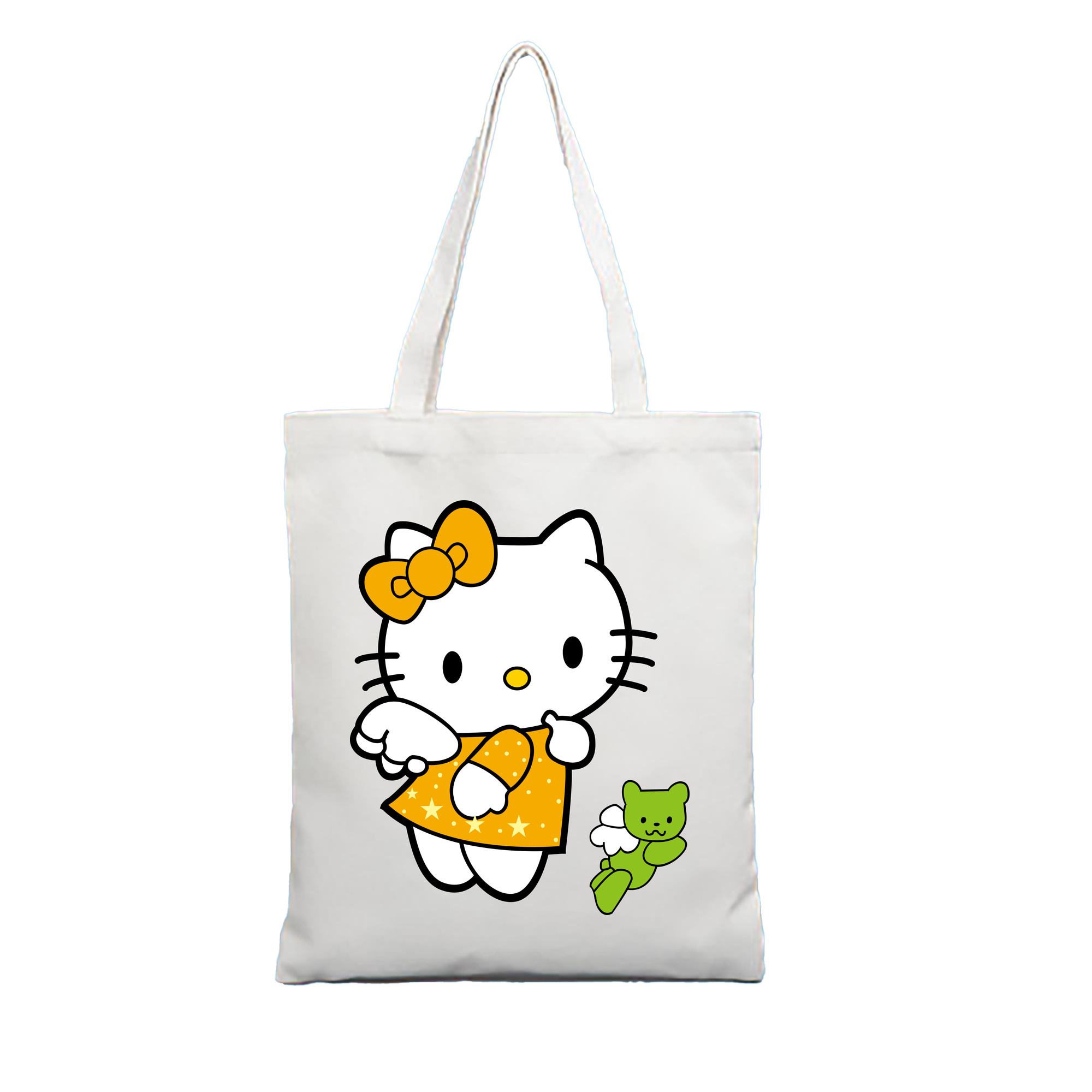 （画像用） Hello Kitty ハローキティ 縦型キャンバス生地手提げバッグ　トートバッグ